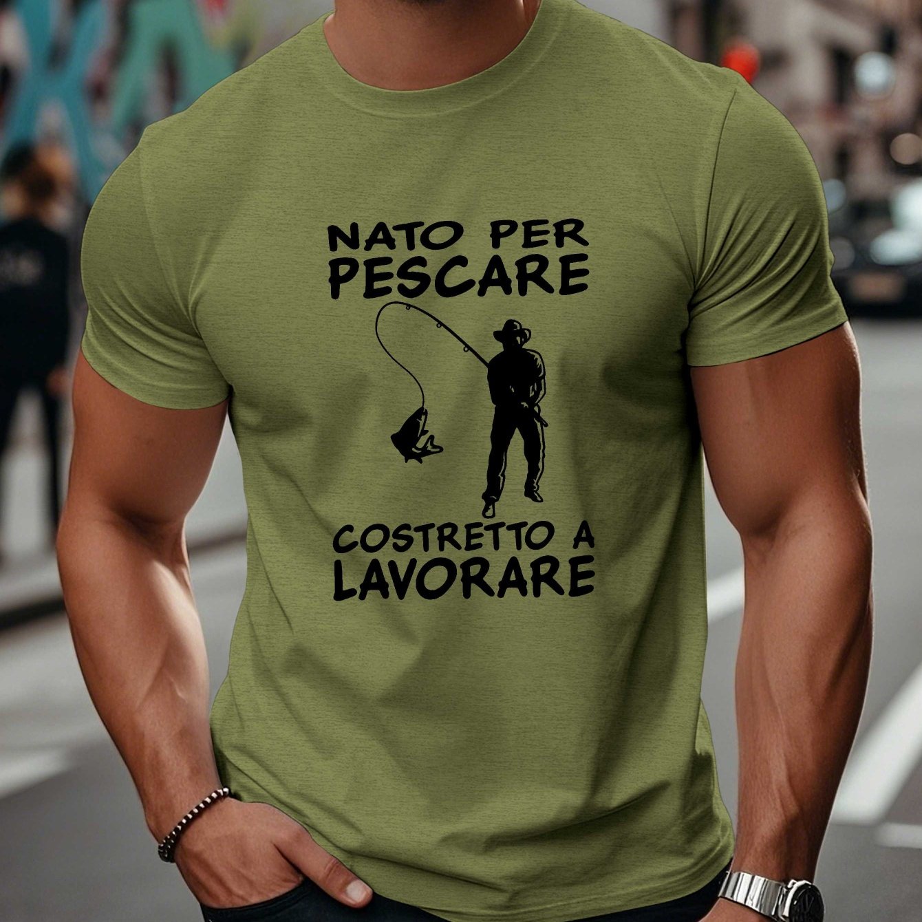 TEMU Funny Italian Fishing Men's Short Sleeve T-shirt Summer T-shirt Top