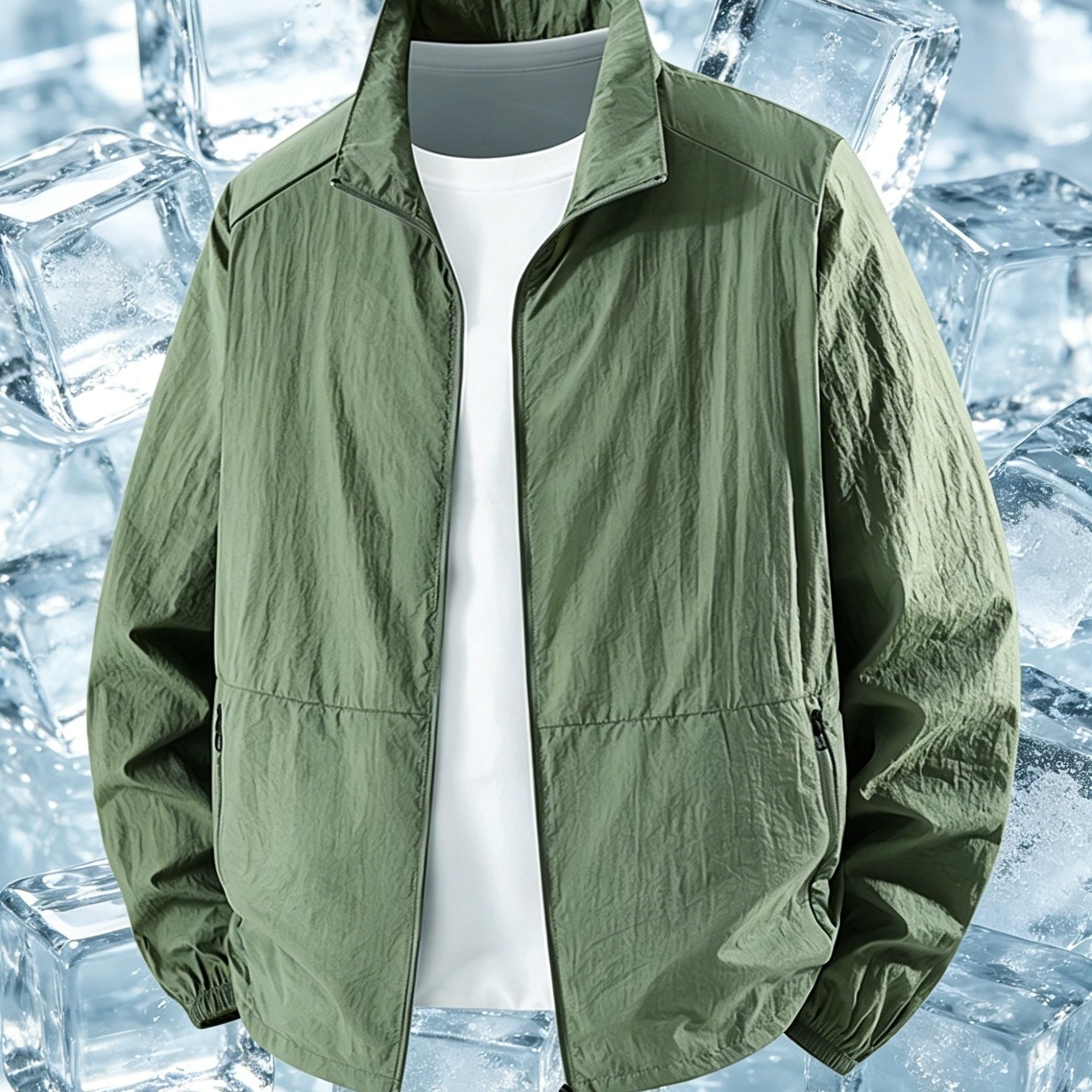 TEMU 2026 Summer Men's Jacket, Stand Collar Lightweight Breathable Windproof Outdoor Coat, Cooling Quick-dry