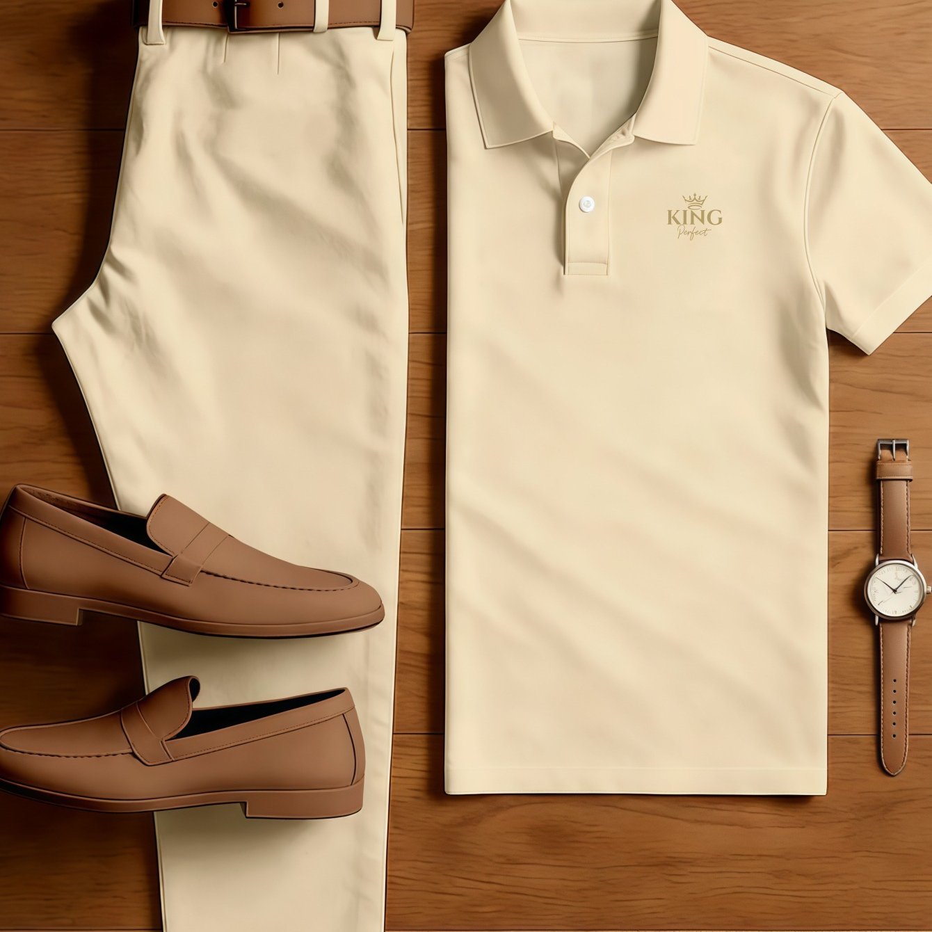 Two-piece Set: Men's Casual Athletic Shirt And Long Dress Trousers - In Multiple Colors
