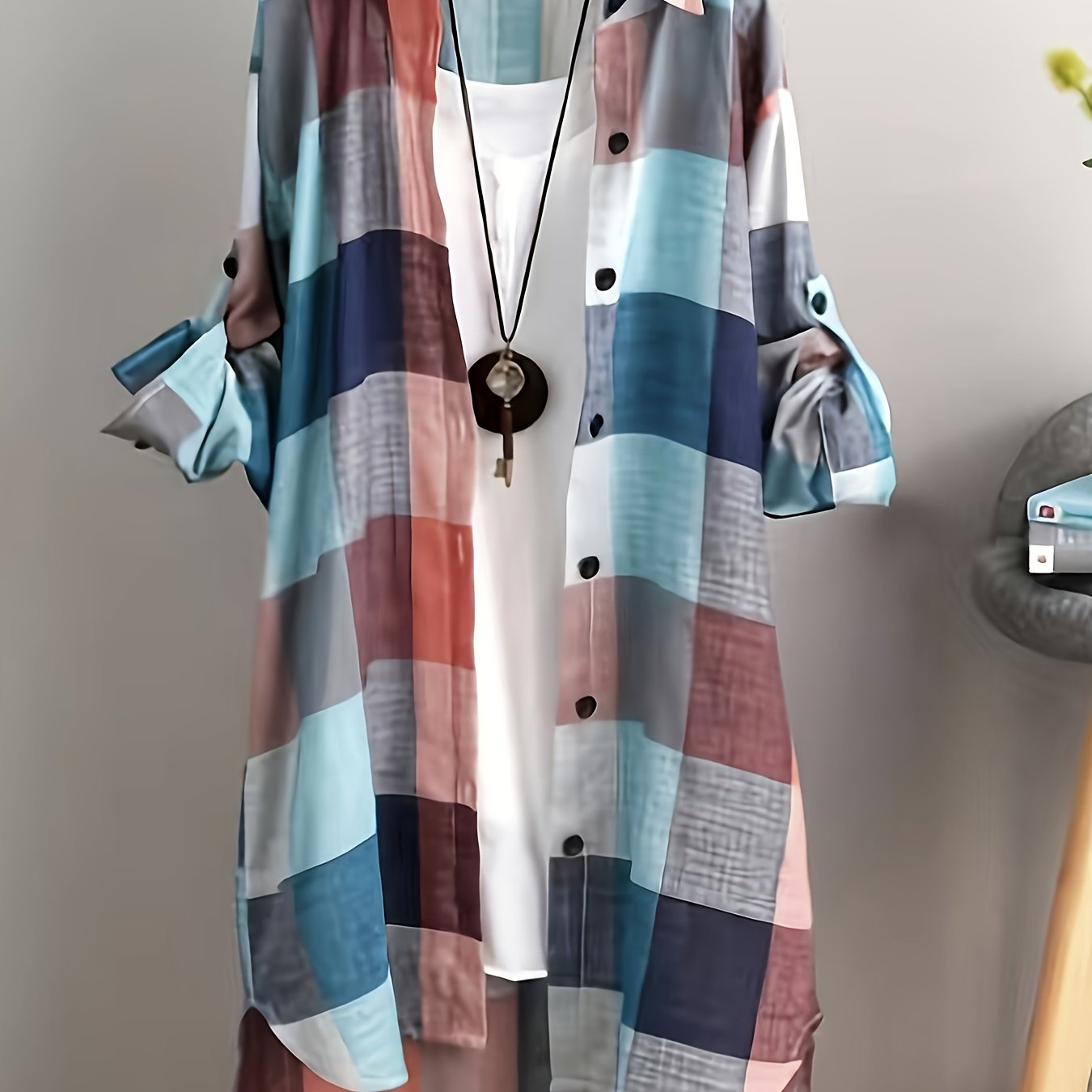 Image of Fashion Women's Clothing 2025 Spring Summer New Style Shirt Chic Lapel Shirt Casual Loose Long Sleeve Straight Button-up Top Shirt