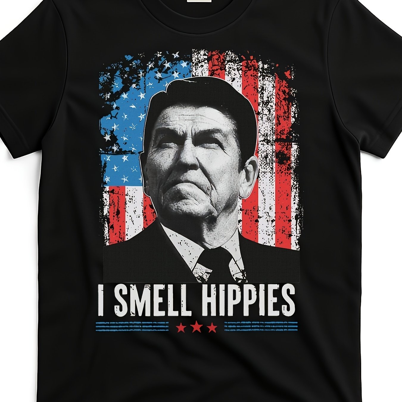 TEMU Vintage American Flag Graphic T-shirt With A Retro Patriotic Theme - Soft And Breathable Polyester, Unisex Regular Fit, Short Sleeve Tee Perfect
