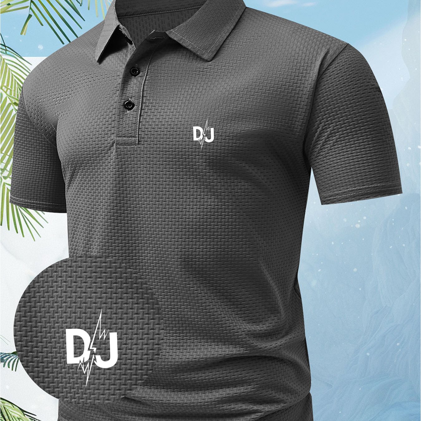 TEMU A Dj English Letter Unique And Stylish Design Logo Summer Men's Skin-friendly Shirt, Breathable And Refreshing For Comfortable Wear, A Versatile