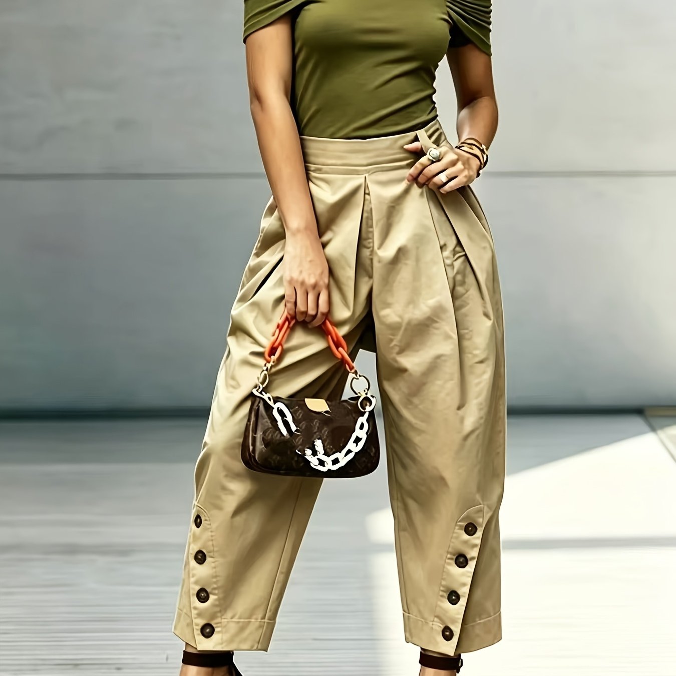TEMU Pantalones de pierna ancha de moda europea y americana: Colección seleccionada de Niannian