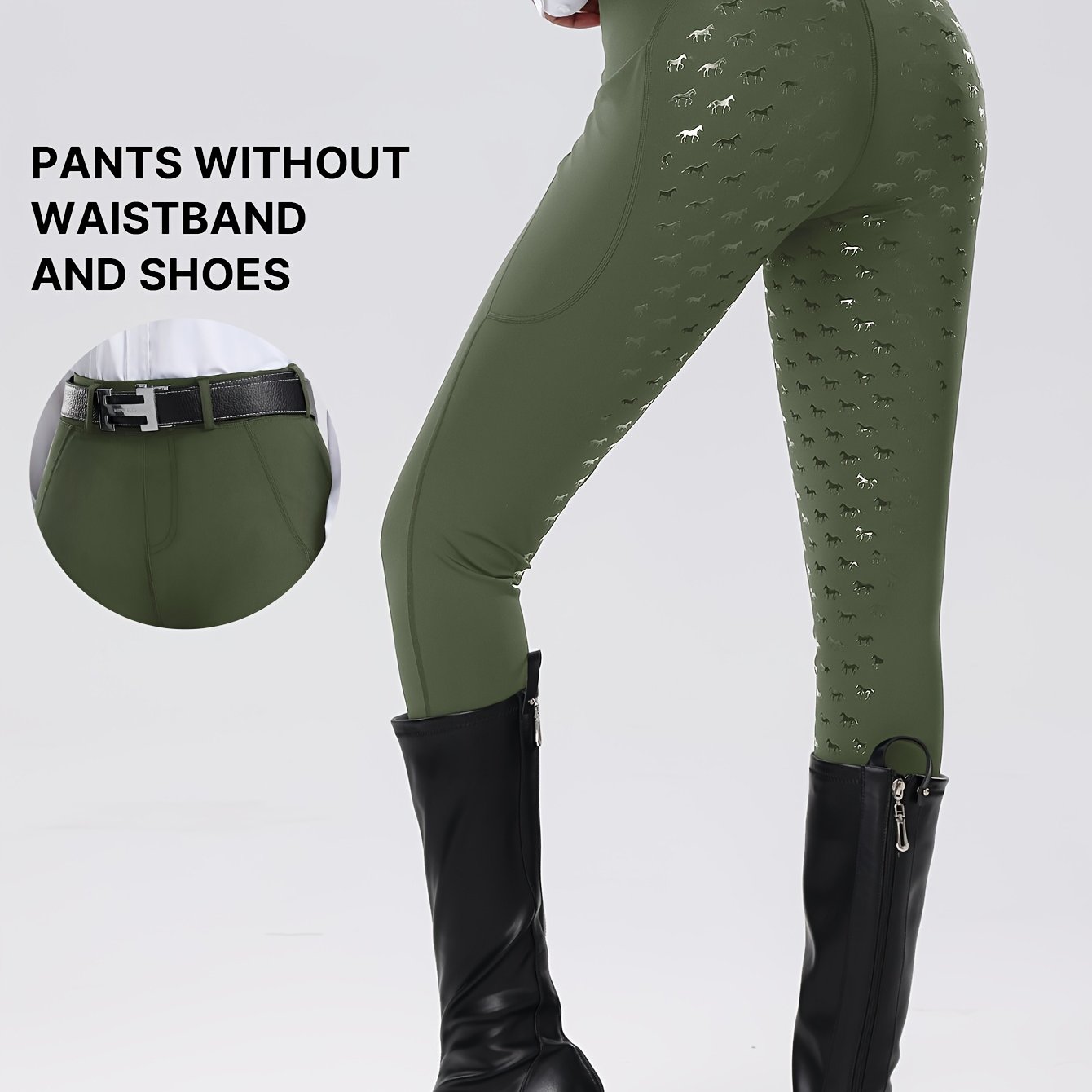 TEMU Pantalones de ecuestres de cintura con levantacola para mujer, ajustados, de asiento completo, antideslizantes y resistentes al , de elasticidad