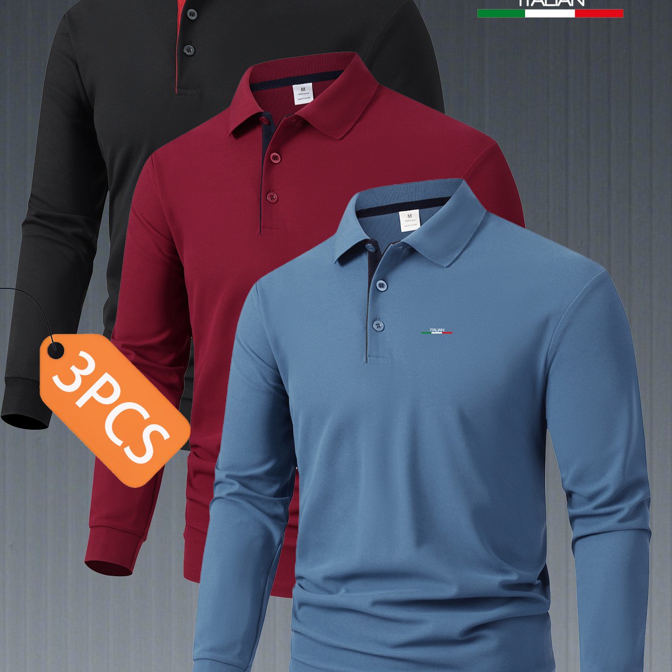 TEMU 3pcs C8-830 's Long Sleeve Shirt, High-end Color-block Fabric, Comfortable And Versatile Regular Fit Button-up Fashion Top, Men's Apparel,