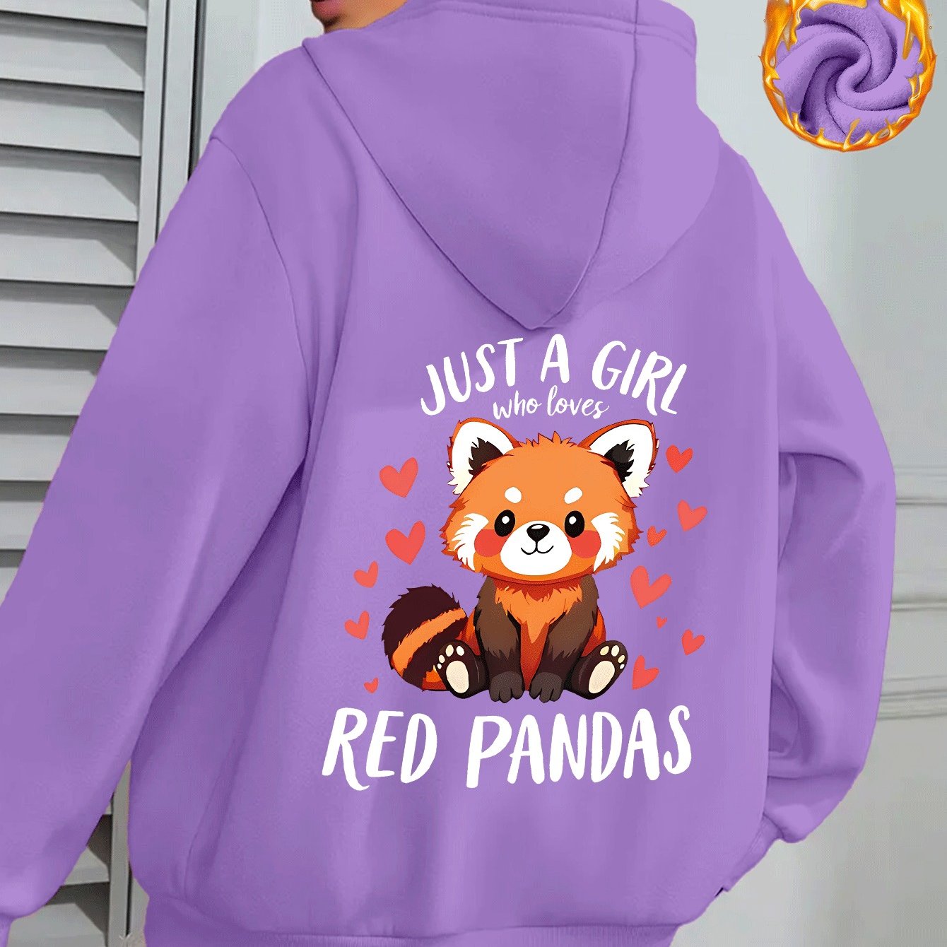 TEMU Panda-themed Women's Stylish Casual Hoodie With A Printed Design On The Back