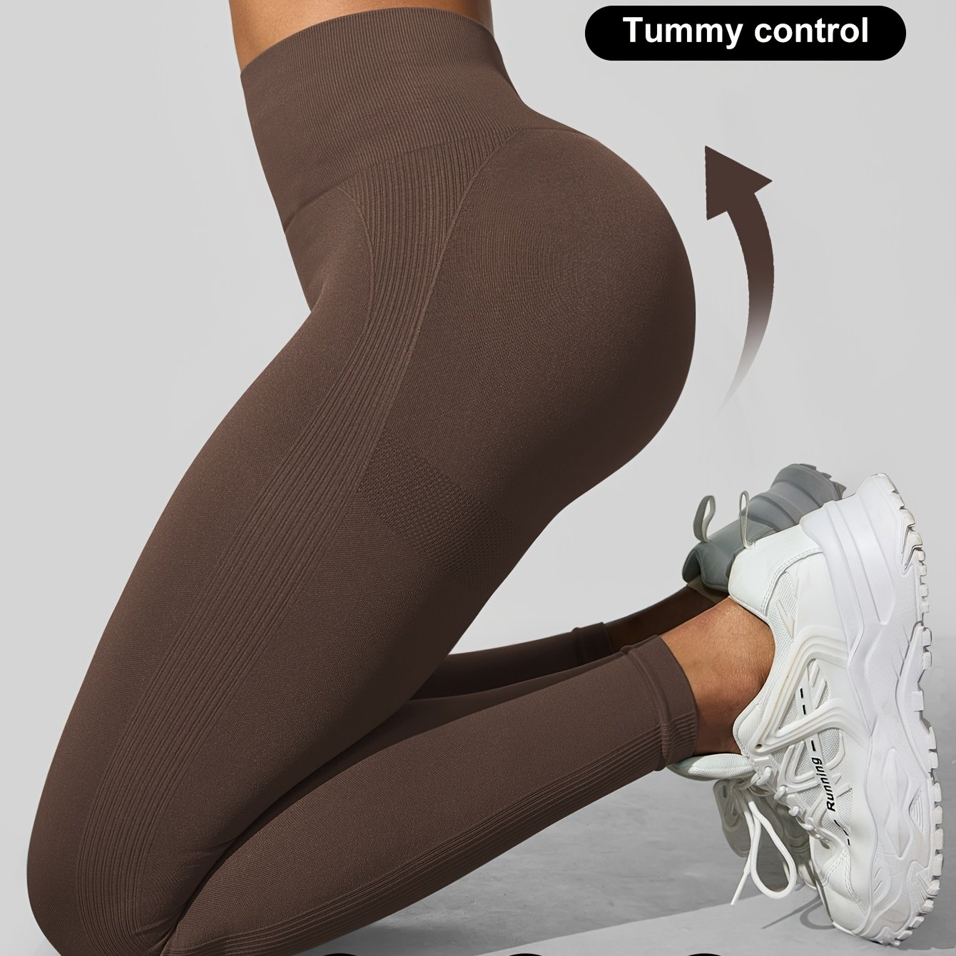 TEMU Women's High-waist Seamless -lifting Yoga Leggings, Elastic Tight Sports Fitness Base Layer Pants