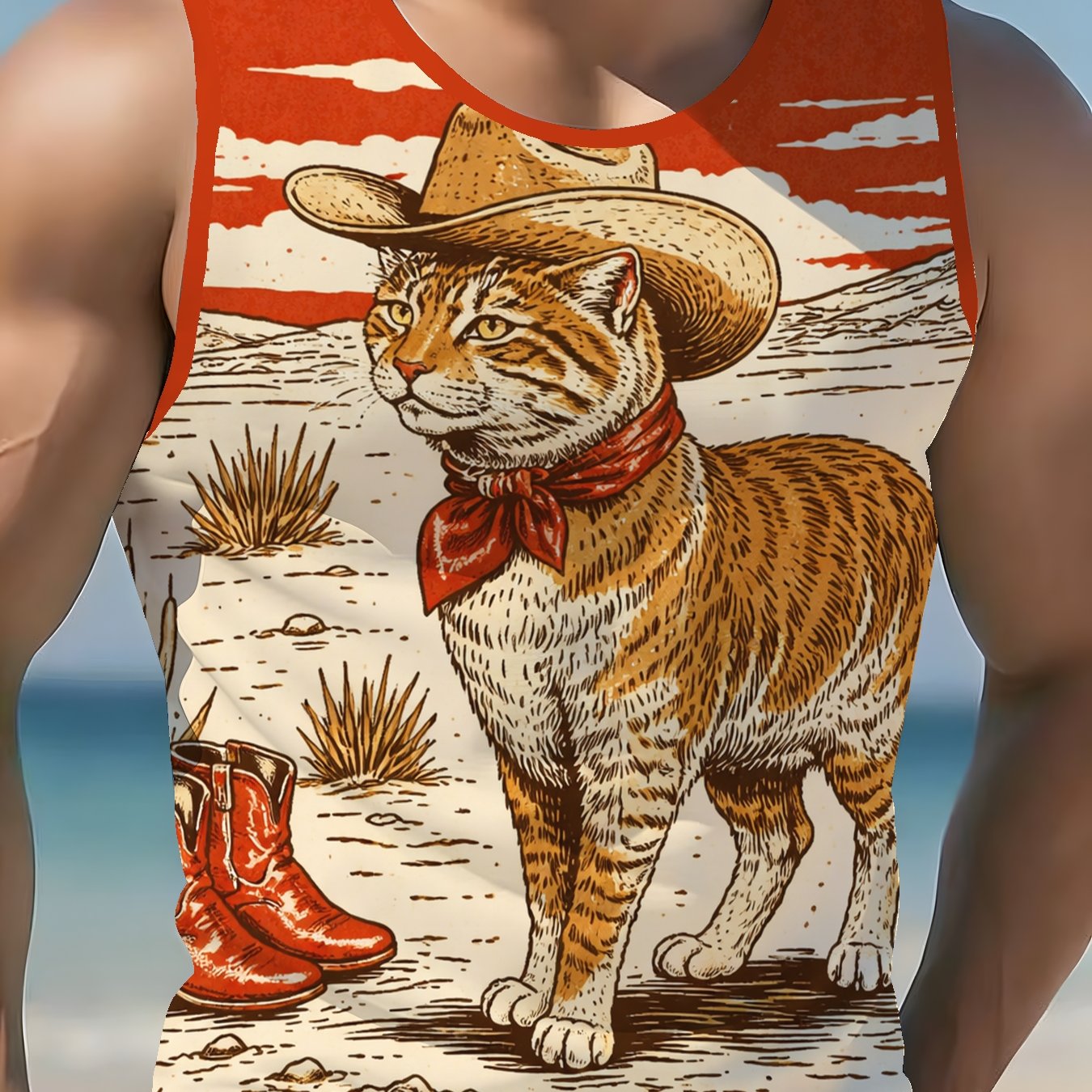 TEMU Men's Printed Casual Vest, Suitable For Spring And Summer