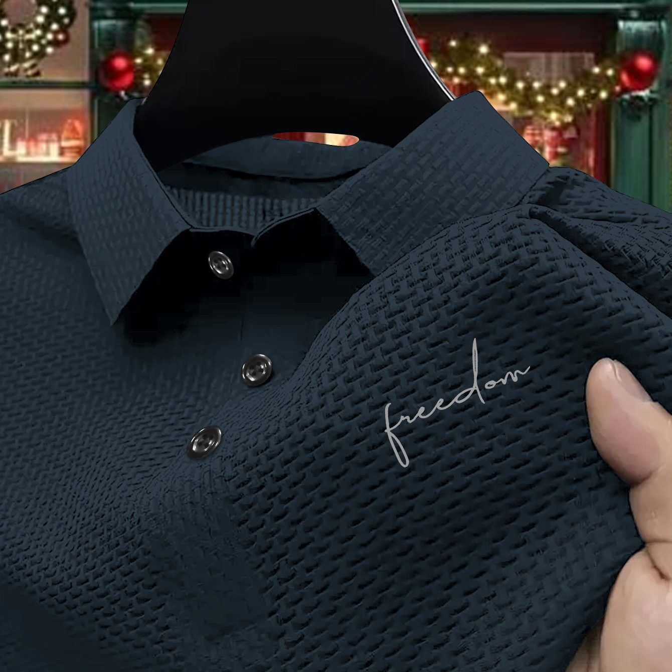 TEMU New Fabric , Print Shirt With -press Craft, Premium Summer Sports-casual Short-sleeve Solid-color T-shirt, Half-sleeve Top, Ideal For Golf,