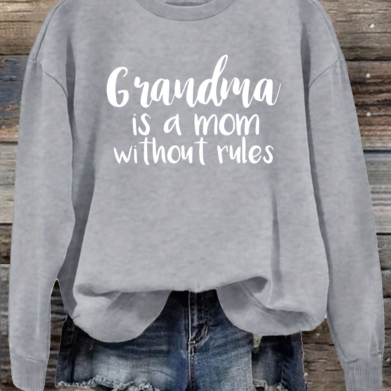 TEMU Grandma Print Sweatshirt, Crew Neck Casual Sweatshirt For Fall & Spring, Women's Clothing