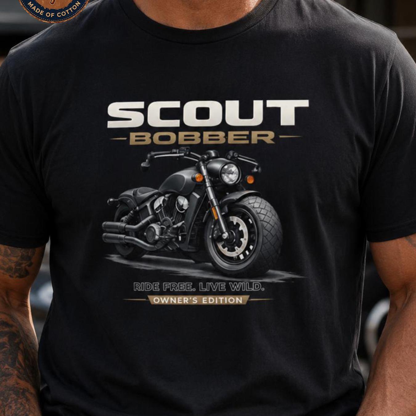 Image of Men's T-shirt Unisex Cotton T Shirt Scout Bobber Rider Motorcycle Graphic Tee Casual Streetwear Summer Breathable Shirt Gift For Motorcycle Enthusiasts Concert Fit Comfortable Round Daily Wearing