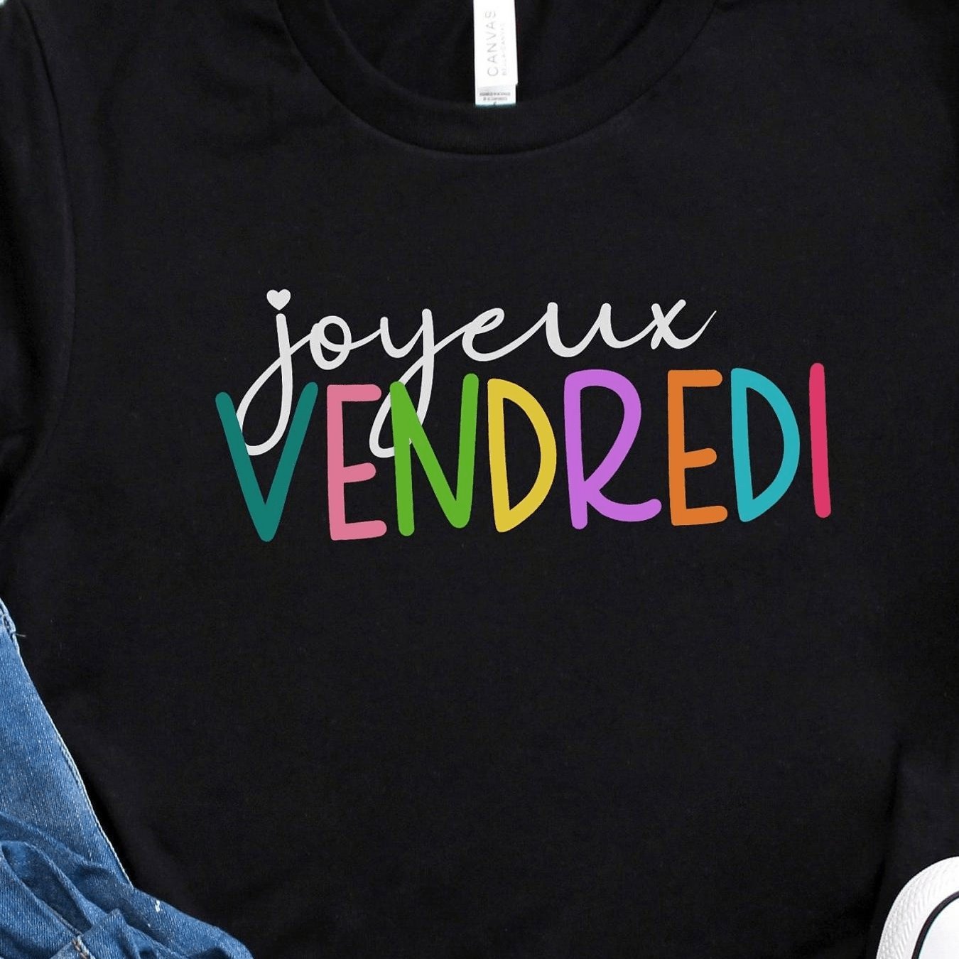 TEMU T-shirt Joyeux - T-shirt Français T-shirt du Professeur de Français T-shirt La Prof - Col Rond Décontracté, Tissu Non Élastique, Convient à