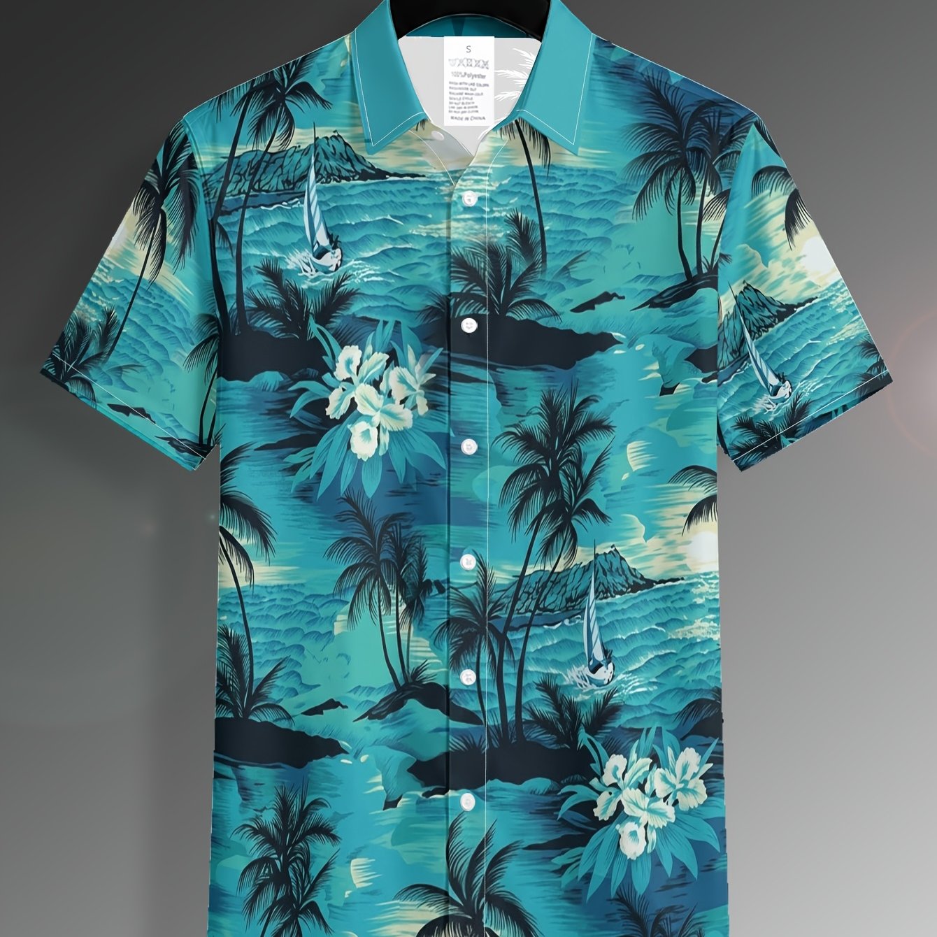 TEMU Men's Fashion Short-sleeve Shirt, Tropical Print Short-sleeve Shirt, Trendy New Summer Style, Casual Daily Shirt, Vacation Beach Shirt, For