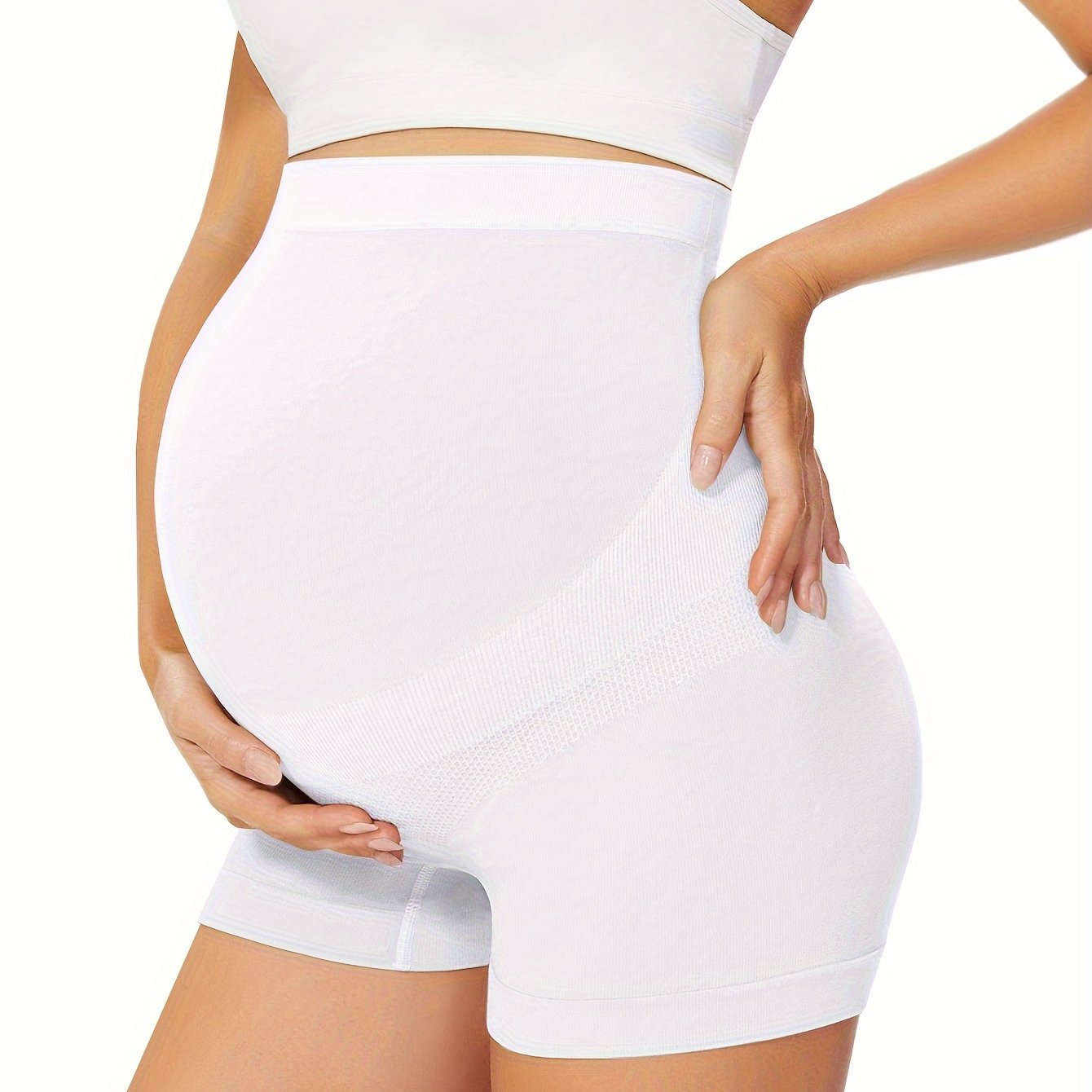 Women's Seamless Maternity Boyshort Underwear Over Bump, Highly Stretchy  Solid Boxer Trunks Pregnancy High Waist Shapewear Panties For Support Belly