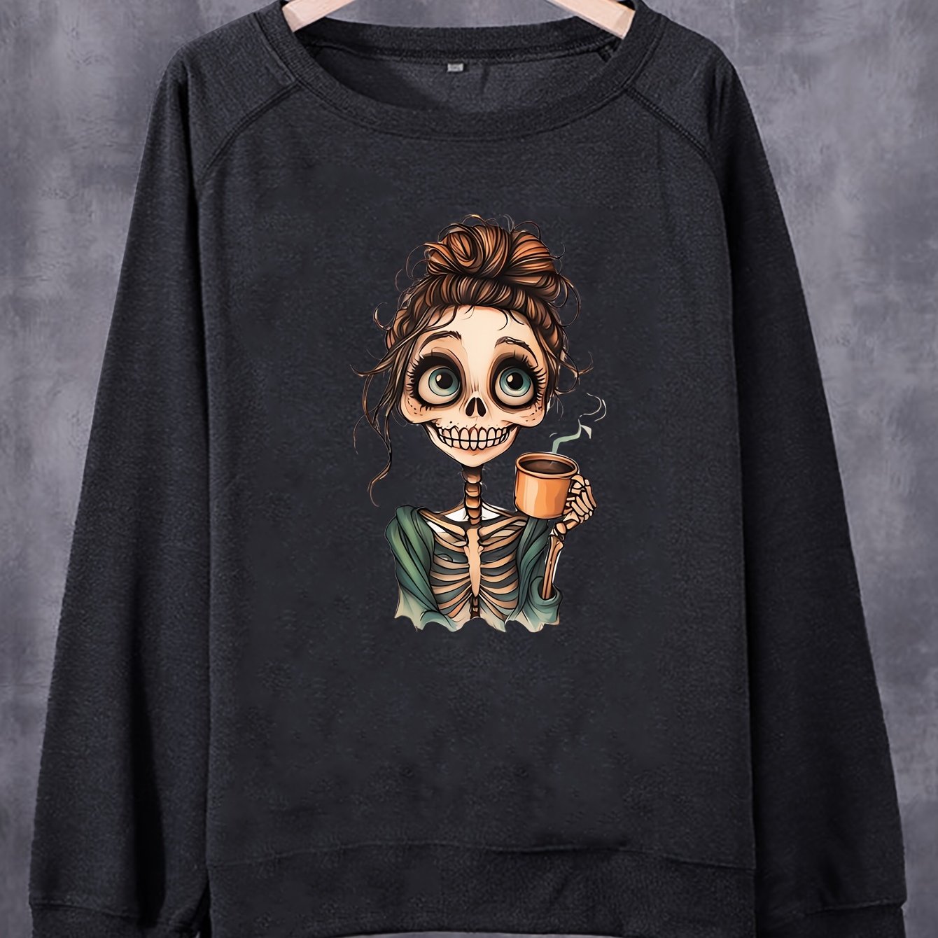 E-shop Damen Freizeitmode "" Print Sweatshirt, stylischer lässiger Rundhals-Langarm-Hoodie mit Schulter, Herbst und Frühling, Damenbekleidung