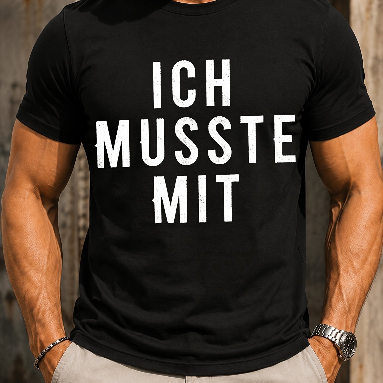 Image of German To Come Attendance Joke In Large Text Graphic With Vivid Artwork And A Tee Design Unisex All T-shirt