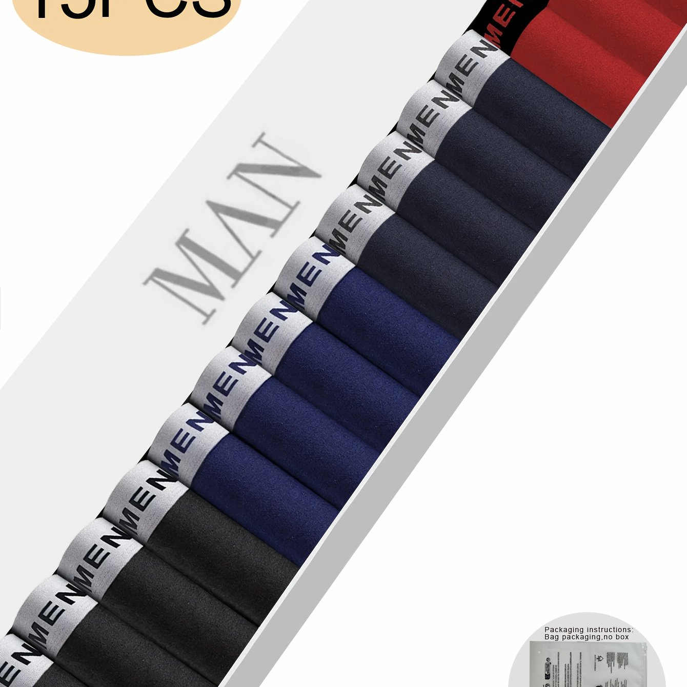 TEMU Random 15pcs Men's Briefs, Elastic Men Waistband Design, Soft Comfortable And Breathable, Suitable For Sports Or Casual Men's Briefs