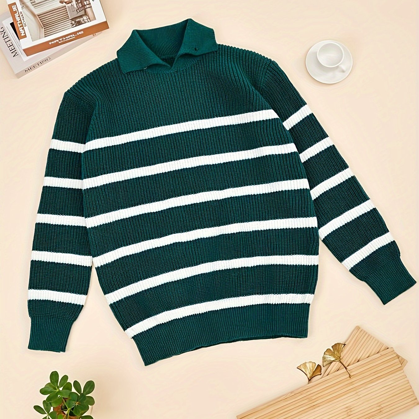 Men's Unisex Striped Sweater Fall Winter Casual Fashion - Temu