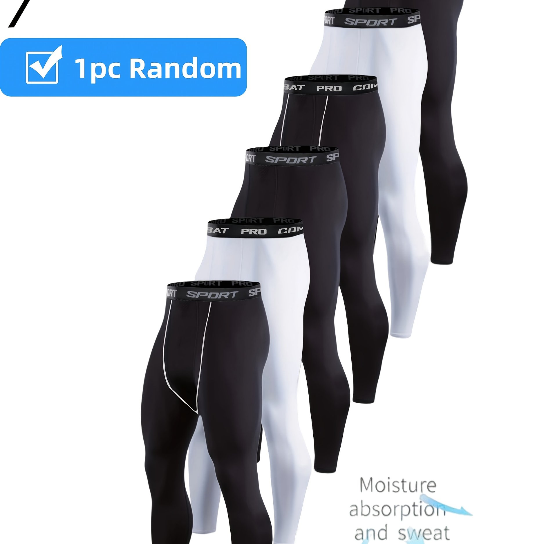 TEMU 1pc Men's High-stretch Athletic Leggings - Breathable, Moisture-wicking, Quick-dry, Suitable For Running, Training, And Outdoor Activities,