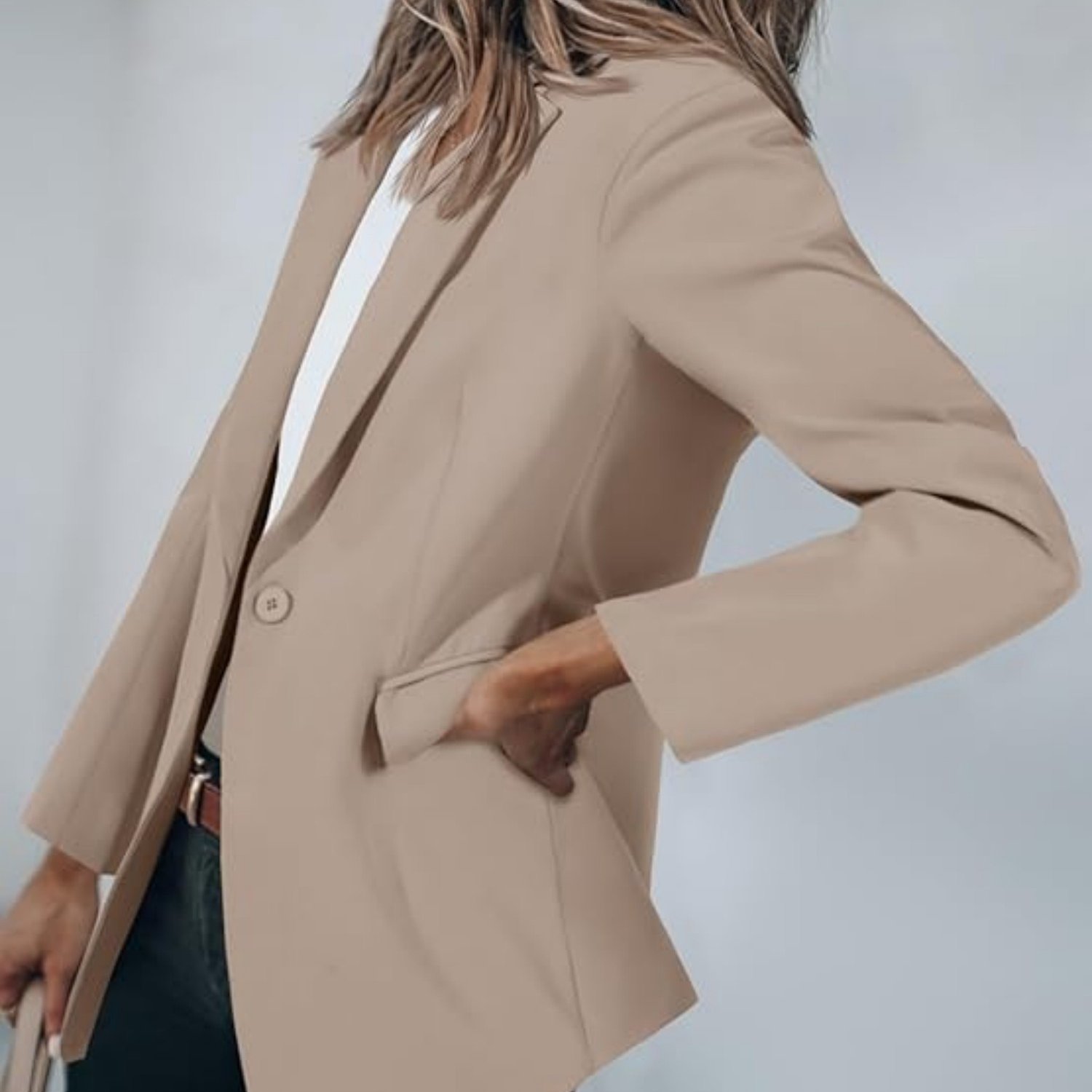 Image of Women's Casual Office Blazer Jacket - Long Sleeve Button Front Workwear, Professional Business Attire & Daily Wear Outerwear