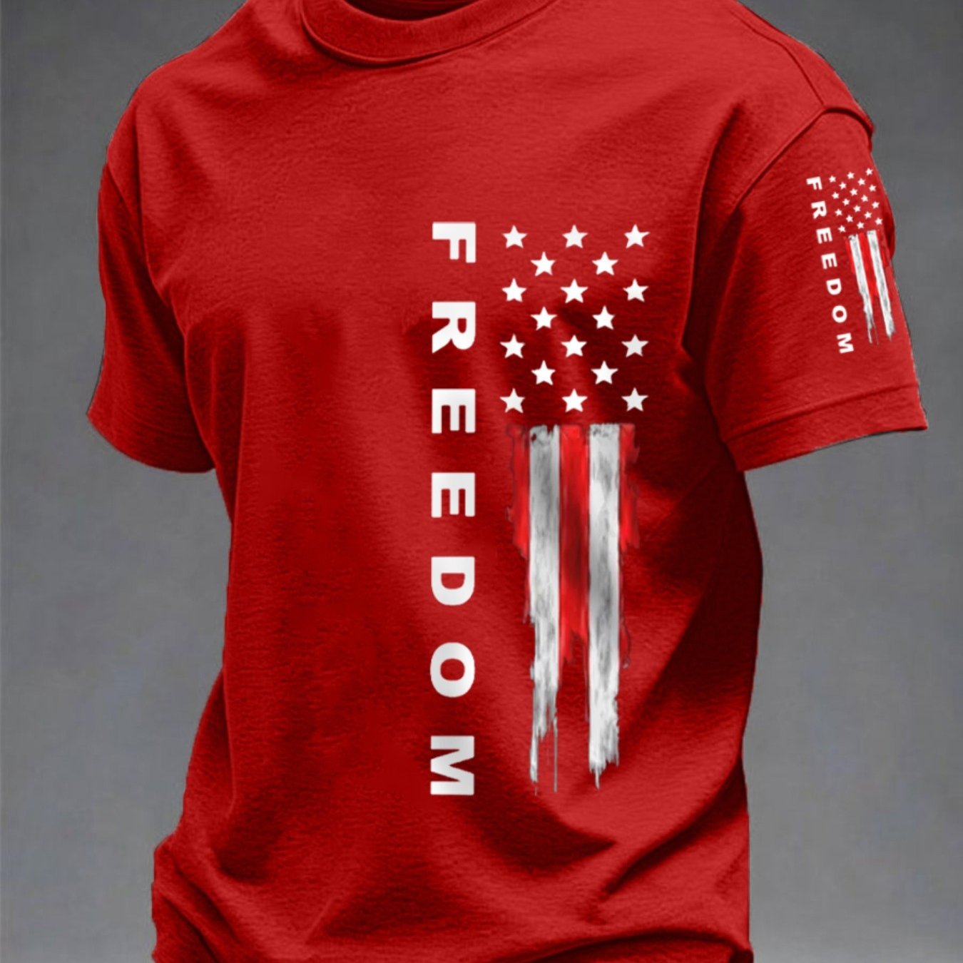 TEMU Men's Vintage Distressed American Flag T-shirt - Loose Fit Short Sleeve Casual Shirt With.s. Stars & Stripes Print, Round Neck Suitable For,