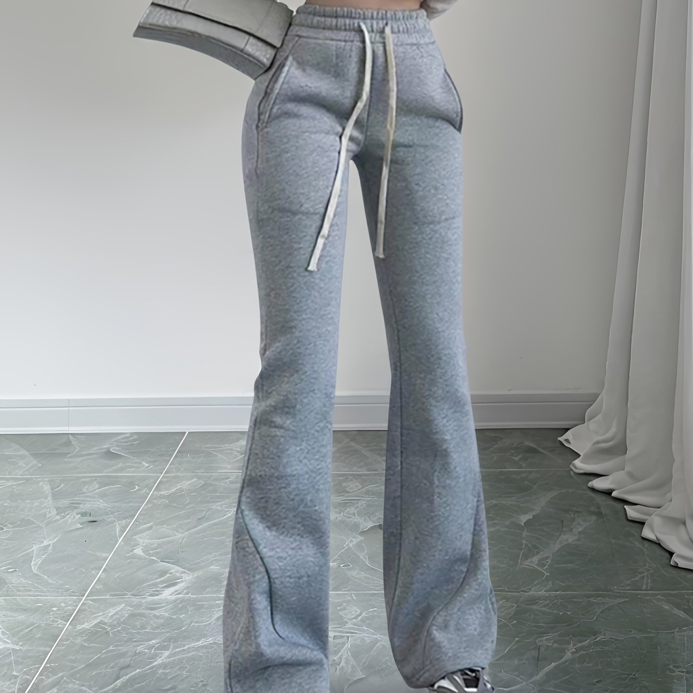 E-shop Elastische High-Waist Jogginghose für Damen mit Futter, Winter-Casualhose. Casual--Stil, elegantes Design geeignet für Dates, Partys,