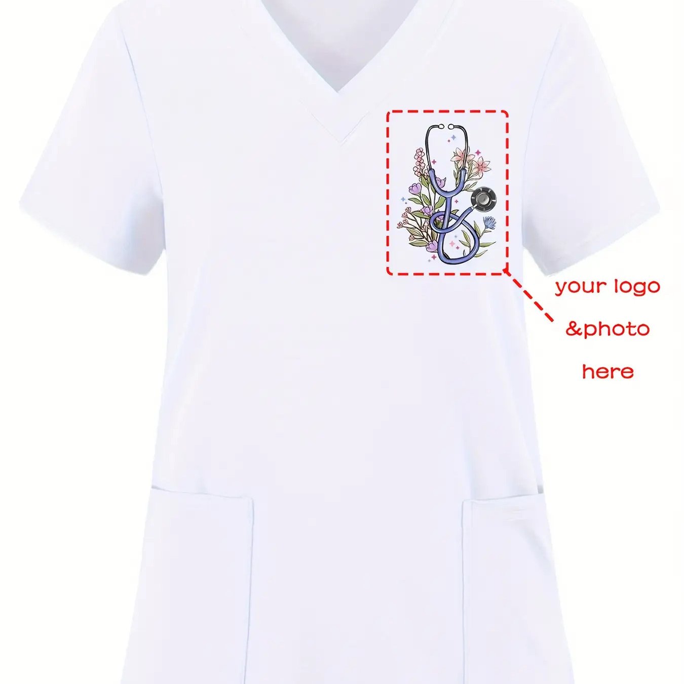TEMU T-shirt personalizzata da donna - Foto/Logo/Stampa personalizzata con scollo a V, maglietta da lavoro con scollo a V, design stampato unico