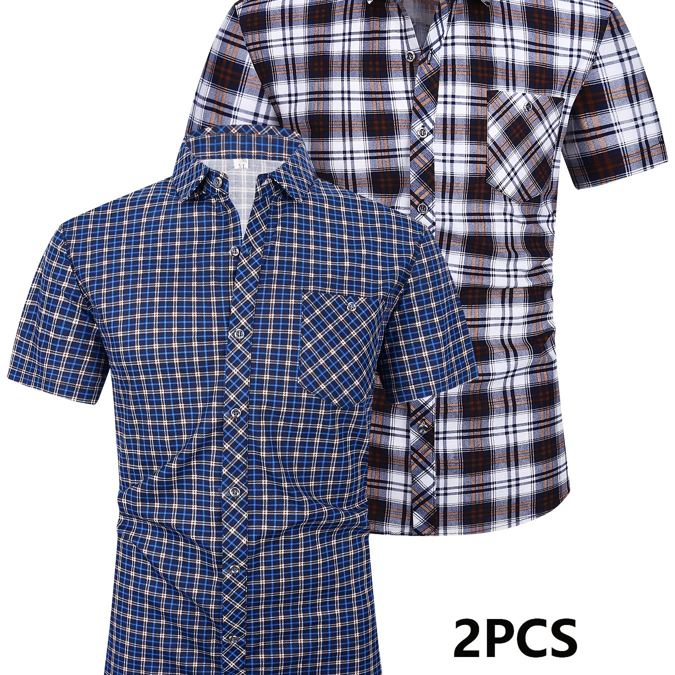 TEMU 2pcs Plus Size Men's Casual Short Sleeve Shirt, Plus Size