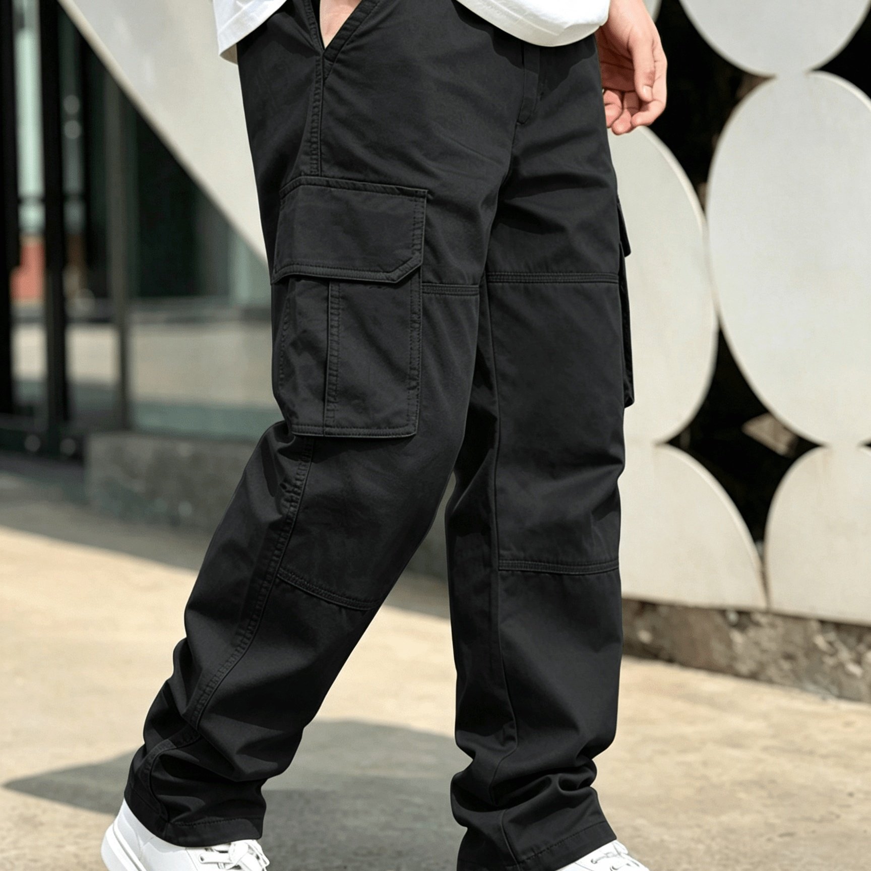 TEMU Men's Fashion Multi-functional Multi- Business Cargo Pants, Suitable For Hiking, Outdoor Cycling, And Casual Wear, Utility Cargo Pants, Loose