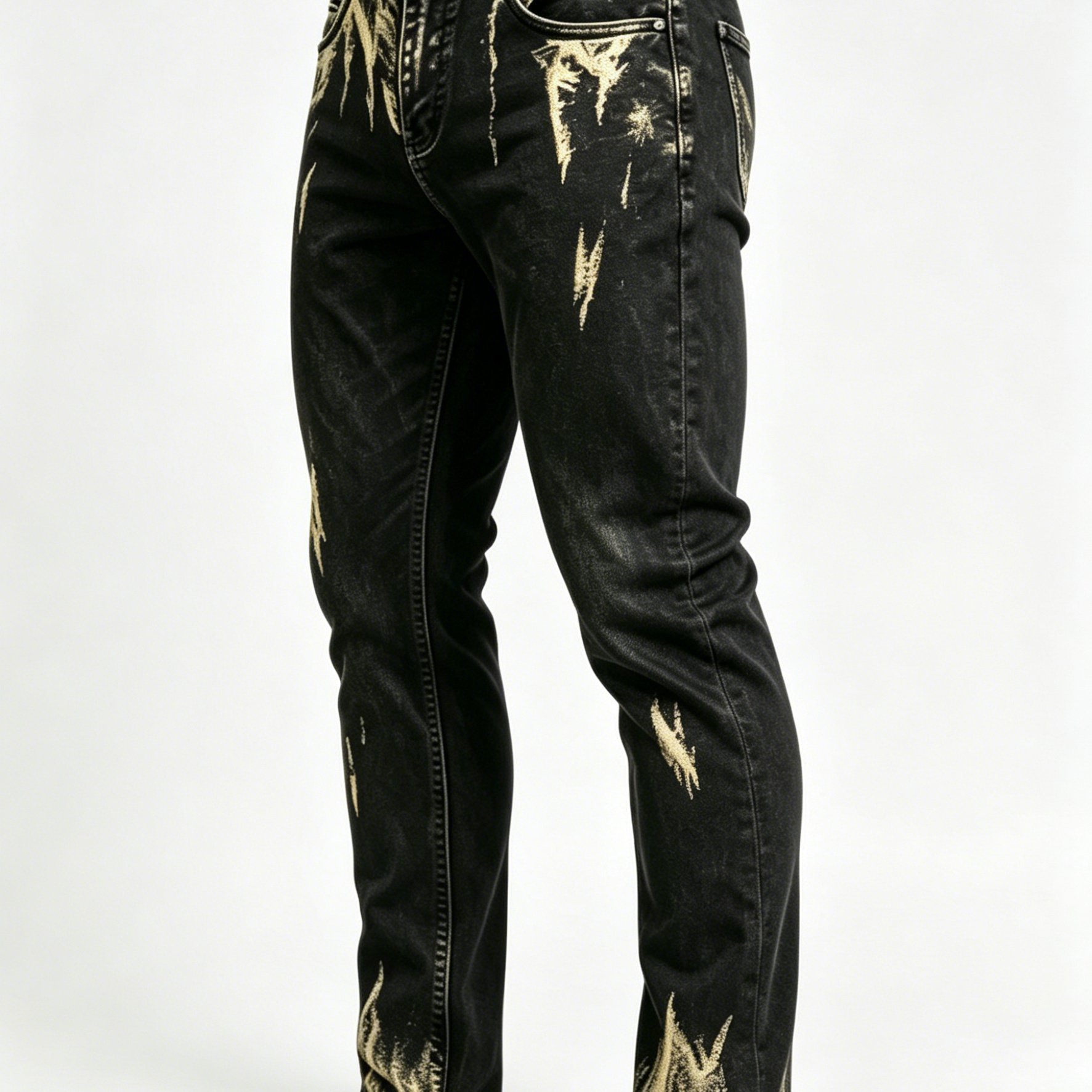 Image of [allsro]h302 Vintage Tie-dye Men's Jeans In Heavy . With Spliced And Mid-rise Slim Straight Fit, Machine-washable Denim Looks, A Must-have Casual Trousers For Trendsetters.