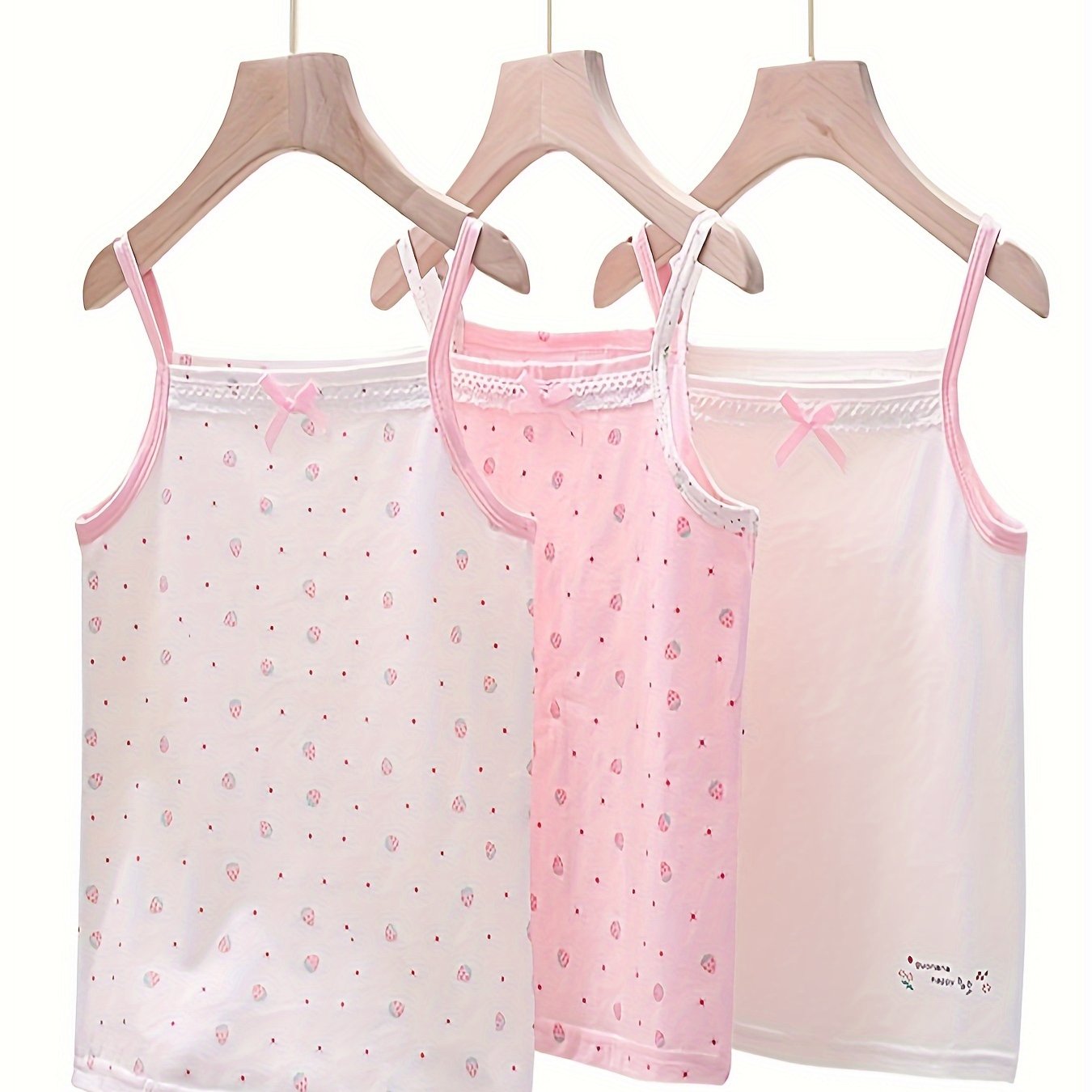 3pcs/lot Girls Singlet Underwear Tank Cute Design Undershirts Tank Bow Tops For Girl Size 100-150 Breathable Tops