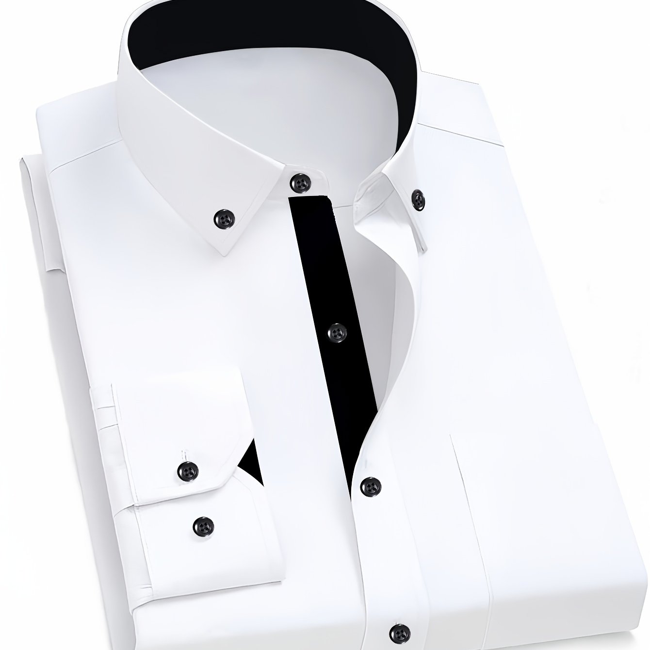 TEMU 남성용 정장셔츠 - 클래식한 화이트와 블랙의 컬러 블록 패치워크, 슬림핏으로 디자인된 사무복 & 웨딩/공식 이벤트에 적합한 non-transparent 소재. 기계세탁이 가능하며 주름방지 처리로 우아함을 더하는 신년룩과 캐주얼 수트를 위한 모던스타일입니다. 내구성 있는 고급감있는 어른들만의 top