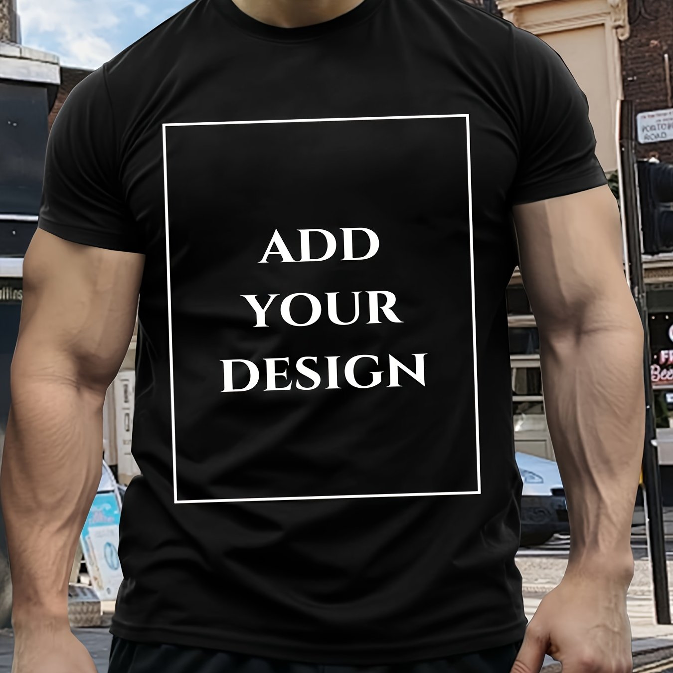 TEMU Oversized Custom T-shirt Personalized Plus Size Tee Pure Cotton Tshirt - Add Your Image - Men Women Adult Unisex Size - Solid Crew Neck Short