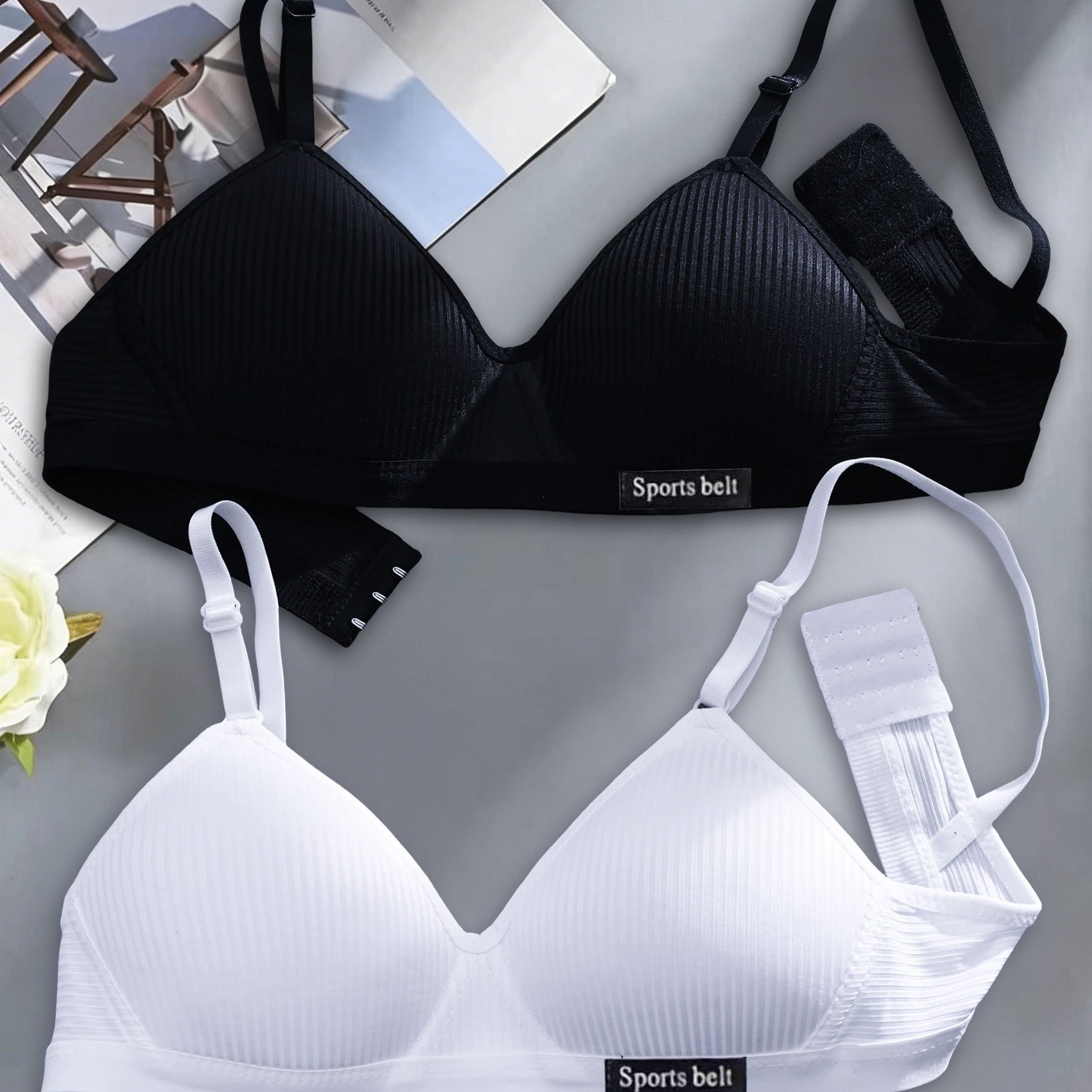 TEMU 2pcs Spring/summer Lightweight Comfortable Wire-free Seamless Non-slip Cup Bra, For Teenager