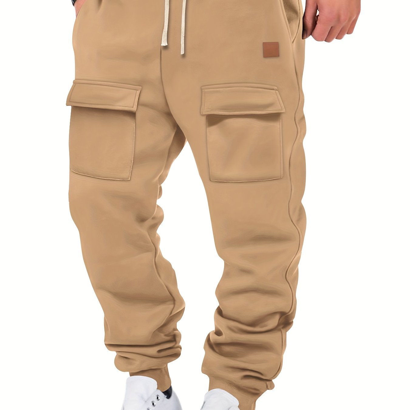 TEMU Men's Multi-pocket Cargo Pants Autumn And Winter Stitching Training Sports Pants Leggings Men's Sports Fitness Pants Sweatpants Outdoor Fleece