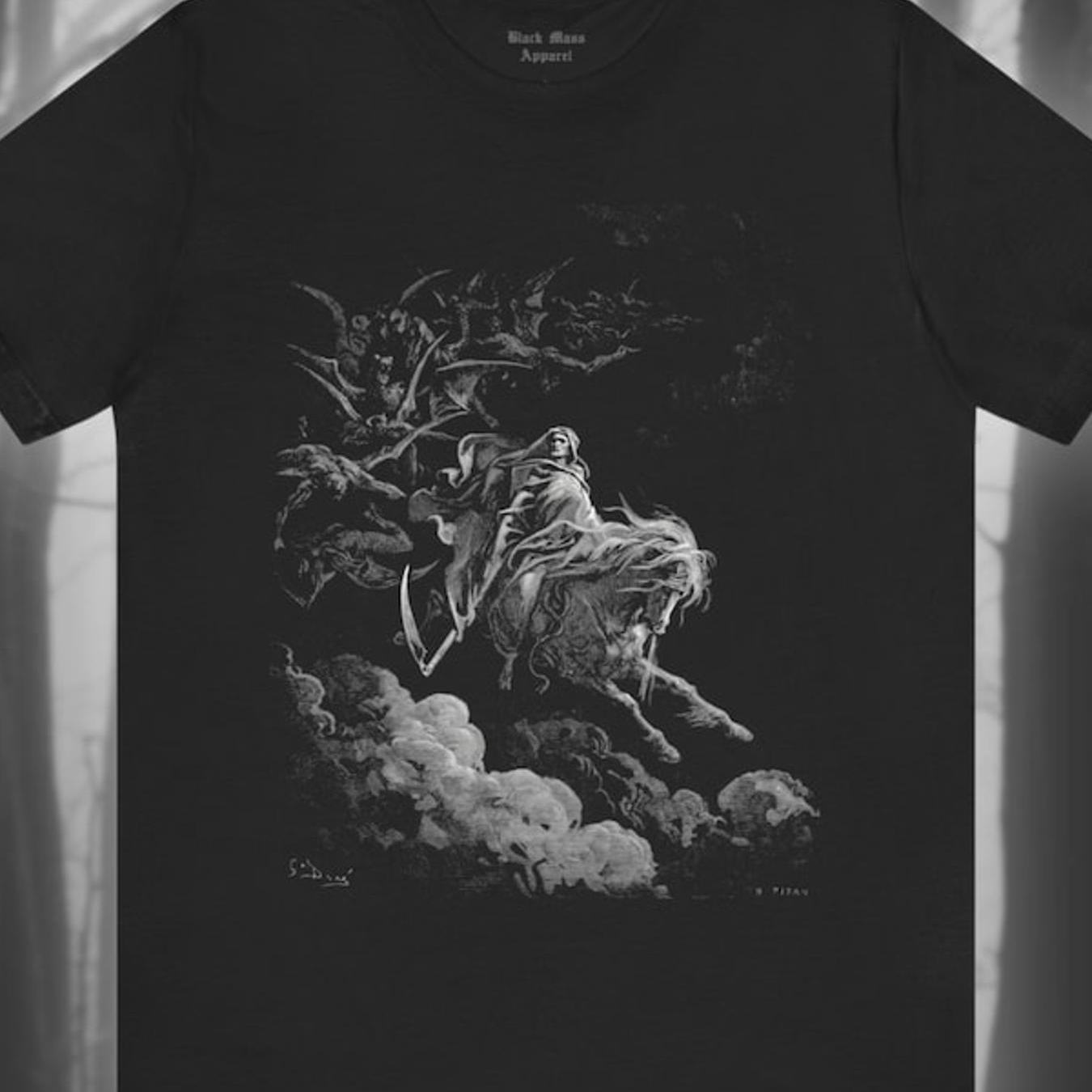 Of Death Art Pale Horse T Shirt Gothic Reaper Jersey, Plus Size