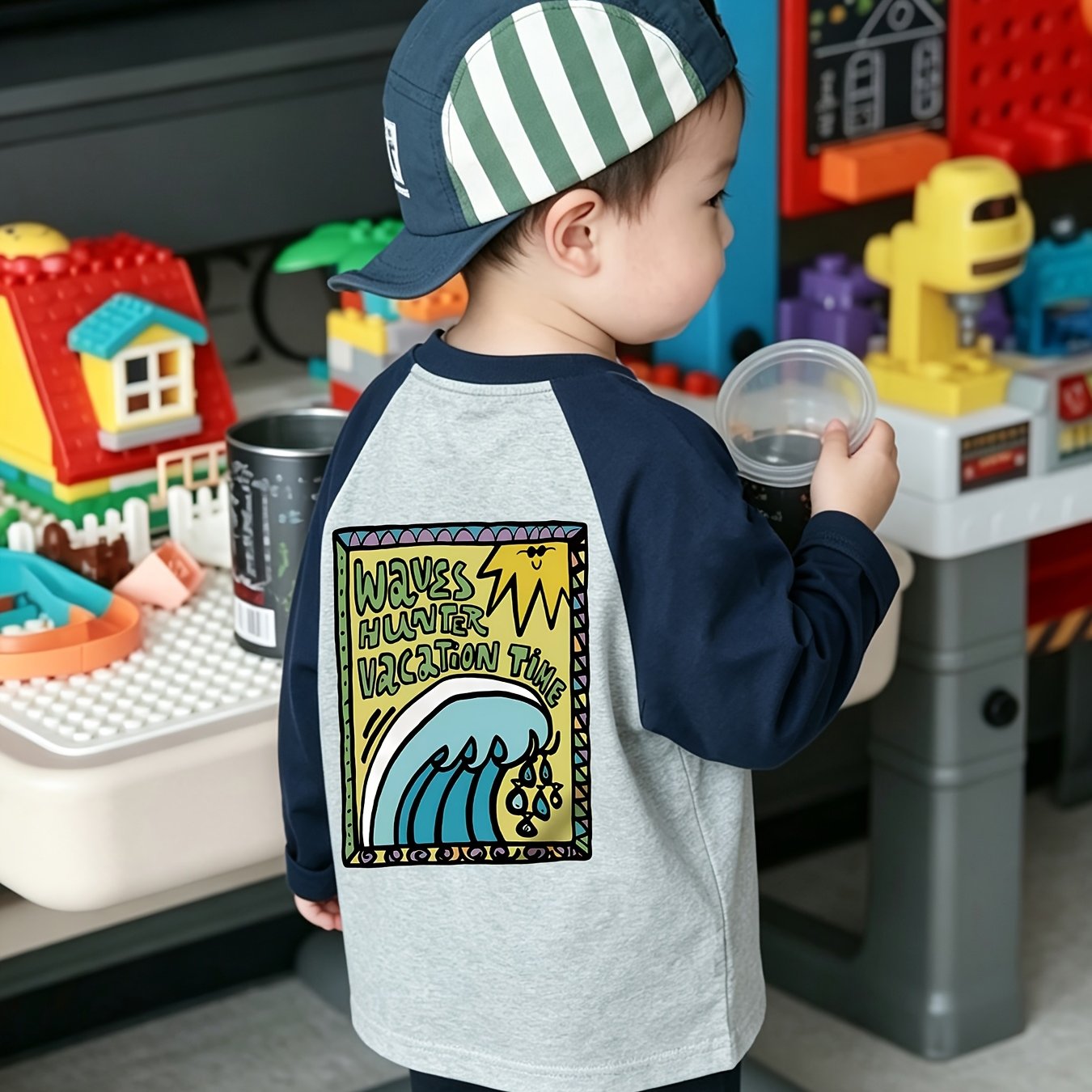 TEMU 1pc Boys' Off-shoulder Long Sleeve T-shirt - Boy Medium Size Fashion Off-shoulder Sleeve Long Sleeve T-shirt Versatile Top
