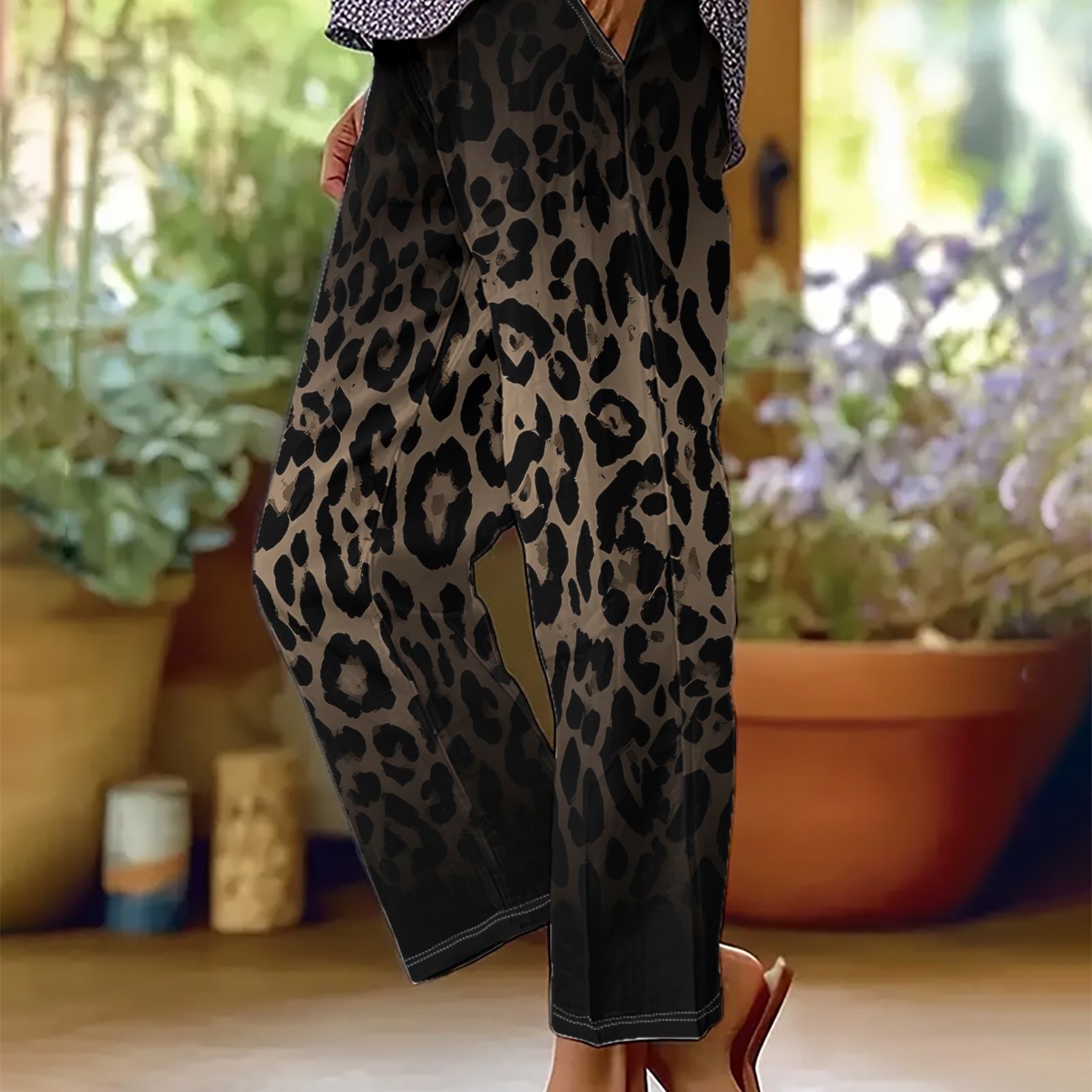 TEMU Women's Casual Long Pants With Leopard Print, Made From Fabric, Featuring A Regular Fit Stylish And Versatile, Comfortable For Everyday Wear