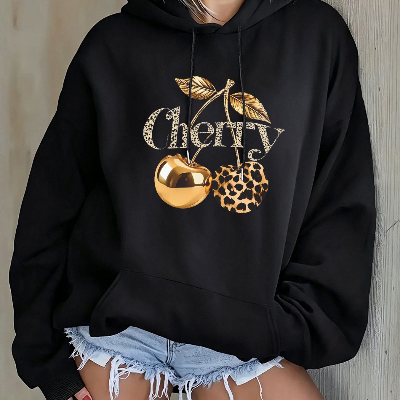 Autumn Winter Women's Loose Hoodie With Y2k Print And Leopard Accents Casual Pullover Top