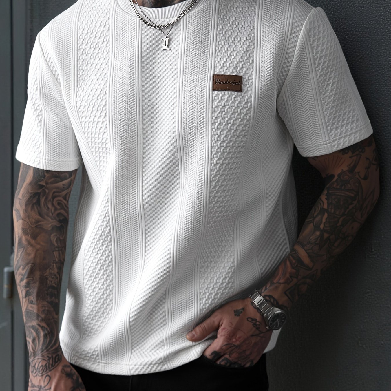 E-shop [Shule Water OBM] Frühling Sommer Neues Herren T-Shirt Pullover Jacquard Stoff Design Sport Casual Outdoor Fitness Training Langarm T-Shirt