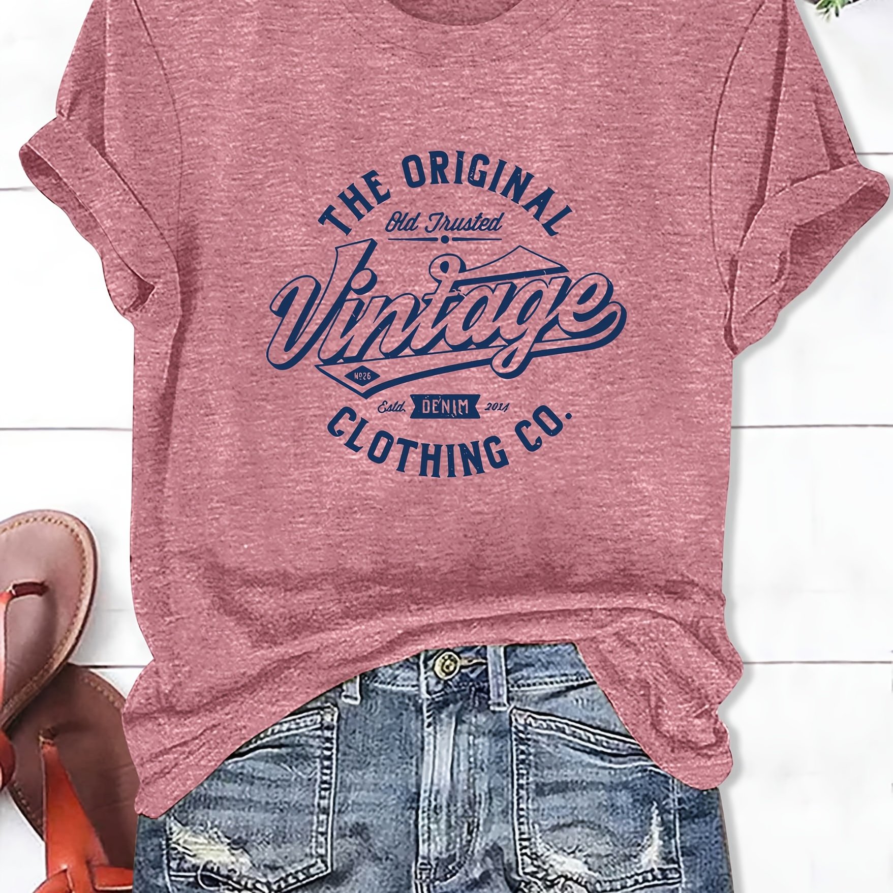 Image of Women's Fashion Printed Short Sleeve Round Neck Casual T-shirt-033
