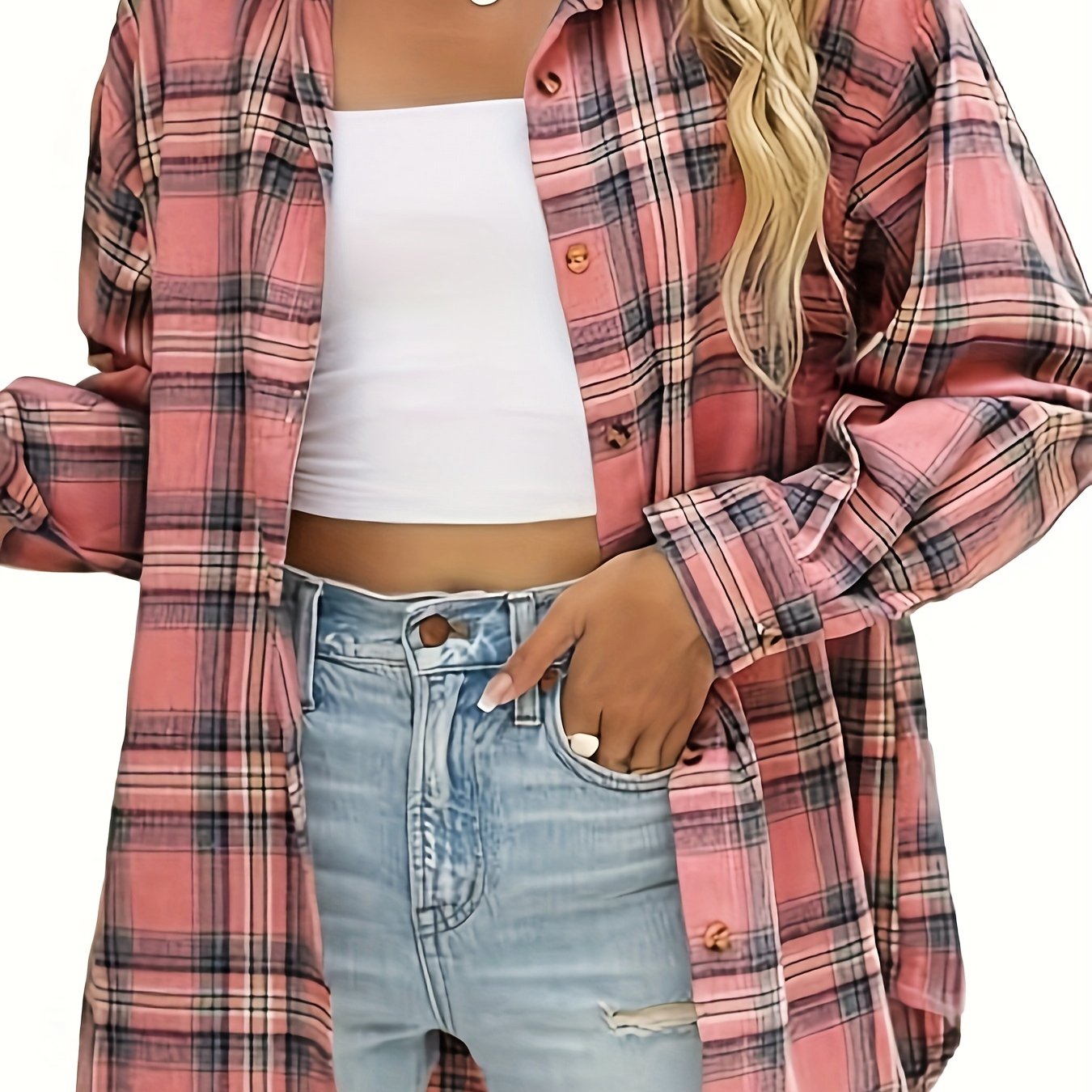 Image of Women's Lapel Long Sleeve Loose Shirt