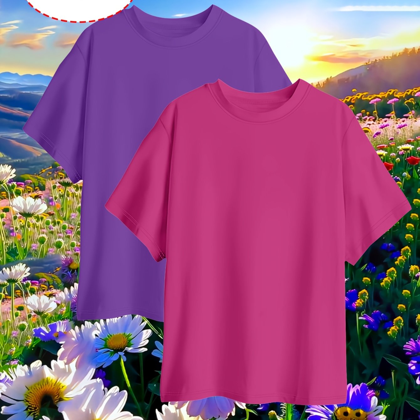 TEMU Women's Spring Summer Solid Short Sleeve T-shirt 2pcs Set, Comfortable Lightweight Fabric, Round Neck , Casual T-shirt