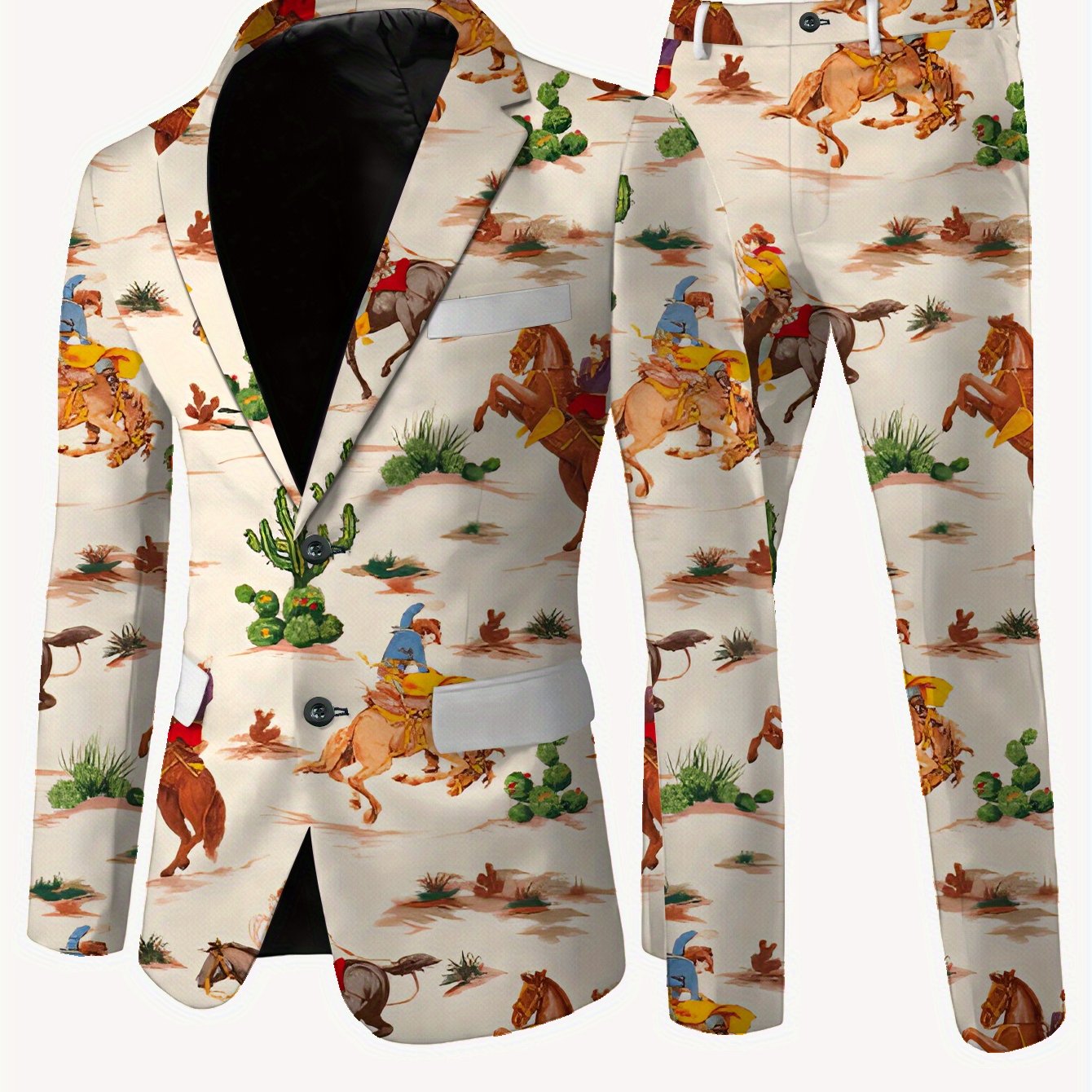 TEMU Men's Trendy Print Suit Set