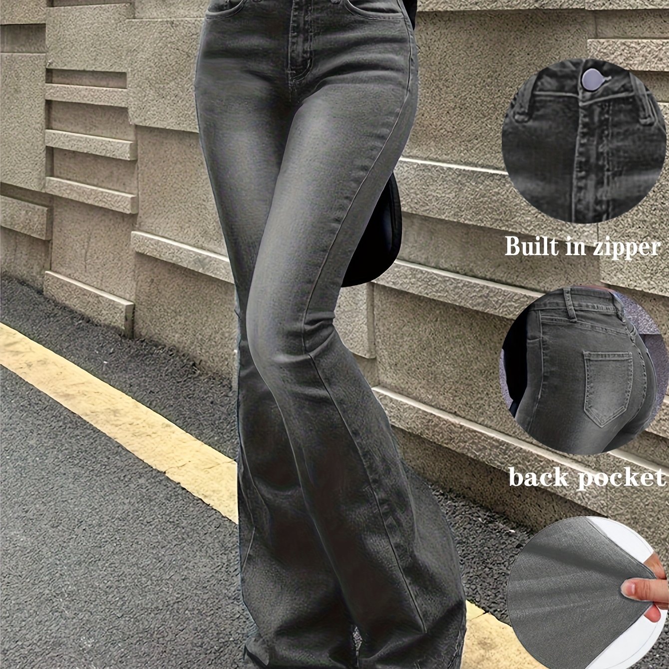 Retro High-waisted Stretch Women's Flare Pants Denim Jeans