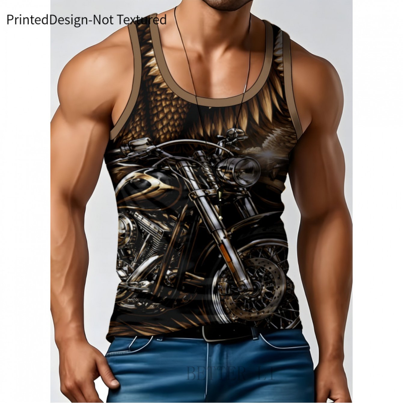 TEMU [printed Design - Not Textured] Men's Casual Sleeveless Vest, Round Neck Summer Top, Lightweight And Comfortable With Geometric Sporty Design.