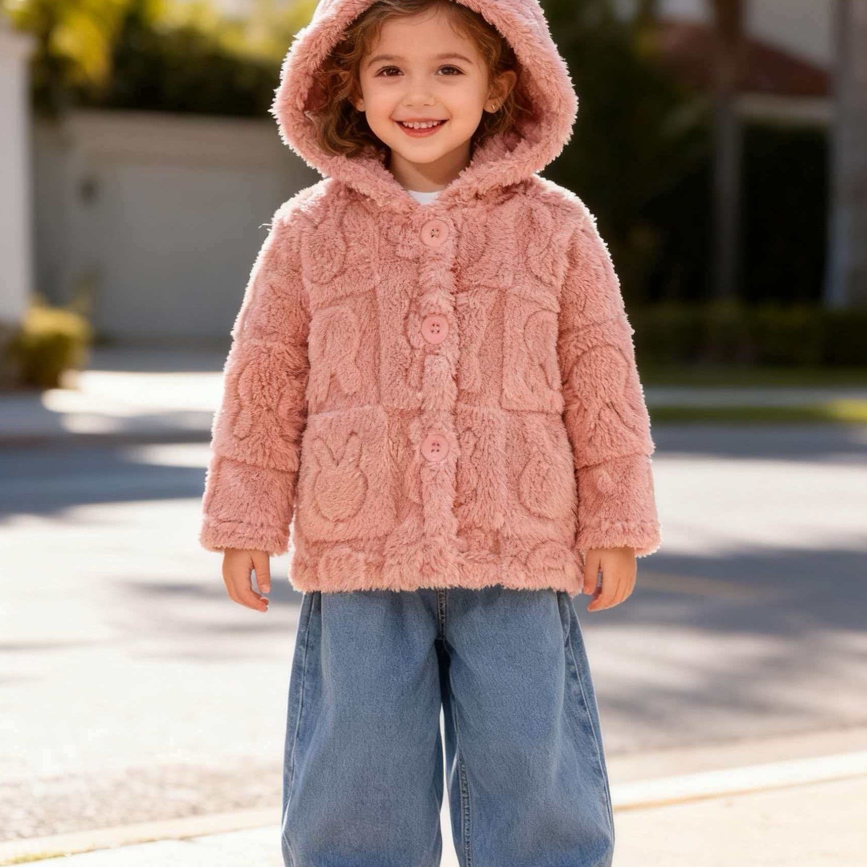 Image of Girls' Christmas Fashion Thickened Flannel Set, New Warm Jacket For Children In Autumn And Winter
