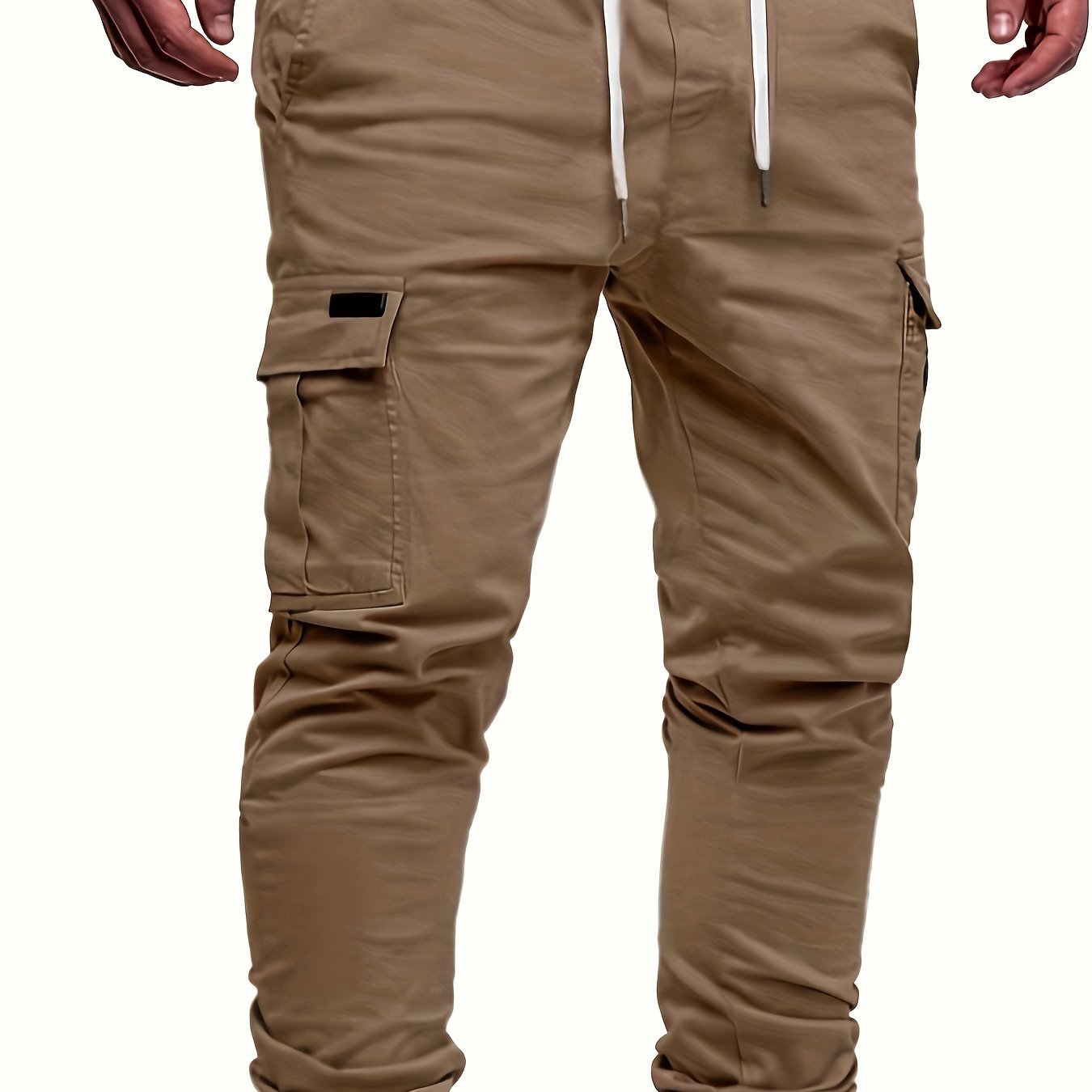 TEMU Men', Regular Fit And Cuffed Cargo Pants With Flap , And Trendy Drawstring Trousers For Outerwear