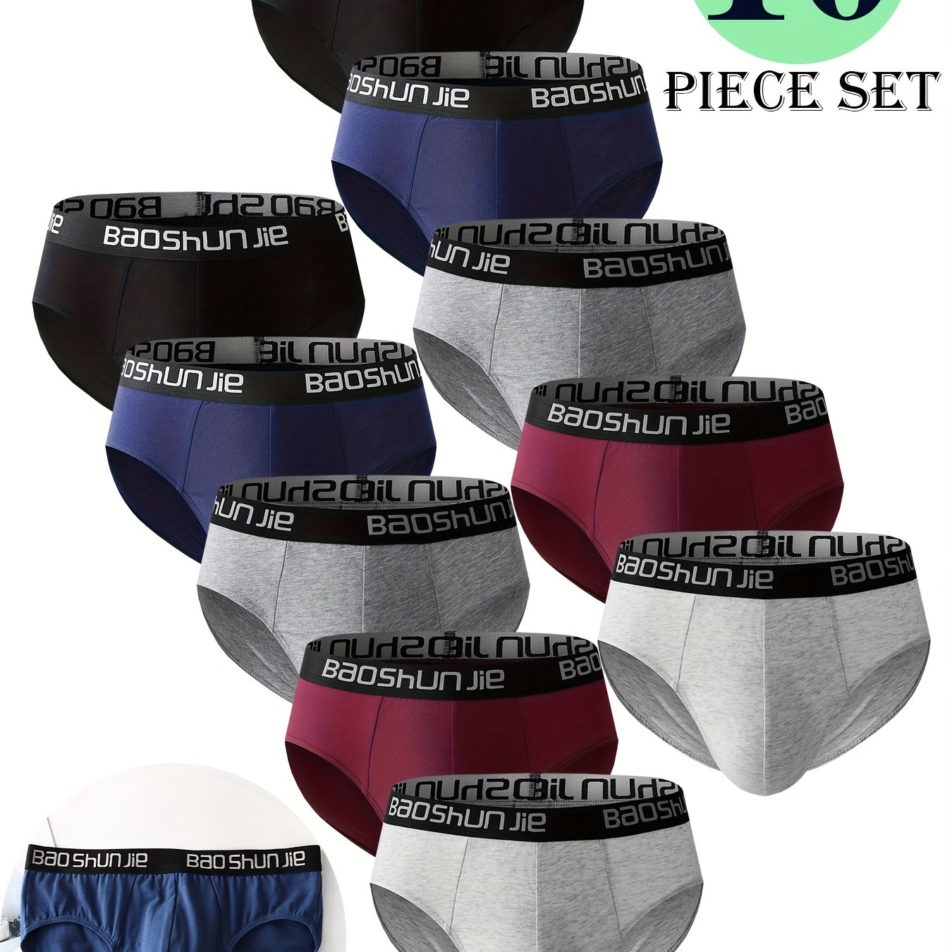 10pcs Men's Underwear Comfortable Breathable Men's Briefs Casual Solid Underwear For Men