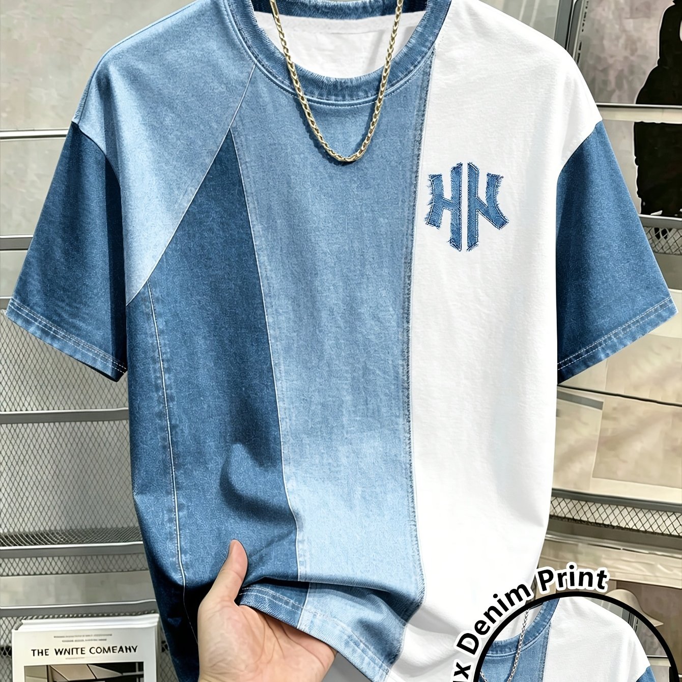 TEMU Men's Casual Trendy T-shirt, Letter Print, Breathable Round Neck, Machine Washable Regular Fit, Versatile Wardrobe Staple, Modern , Comfortable